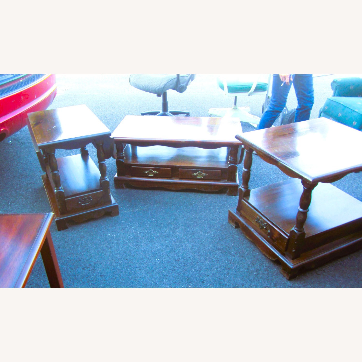 Vintage 3 Piece Colonial Table Set - image-1