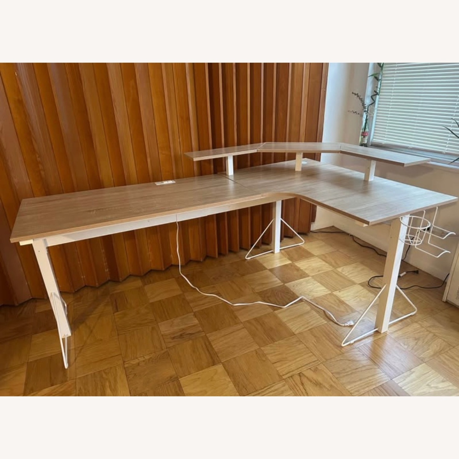 White Oak L-Shaped Desk - image-2