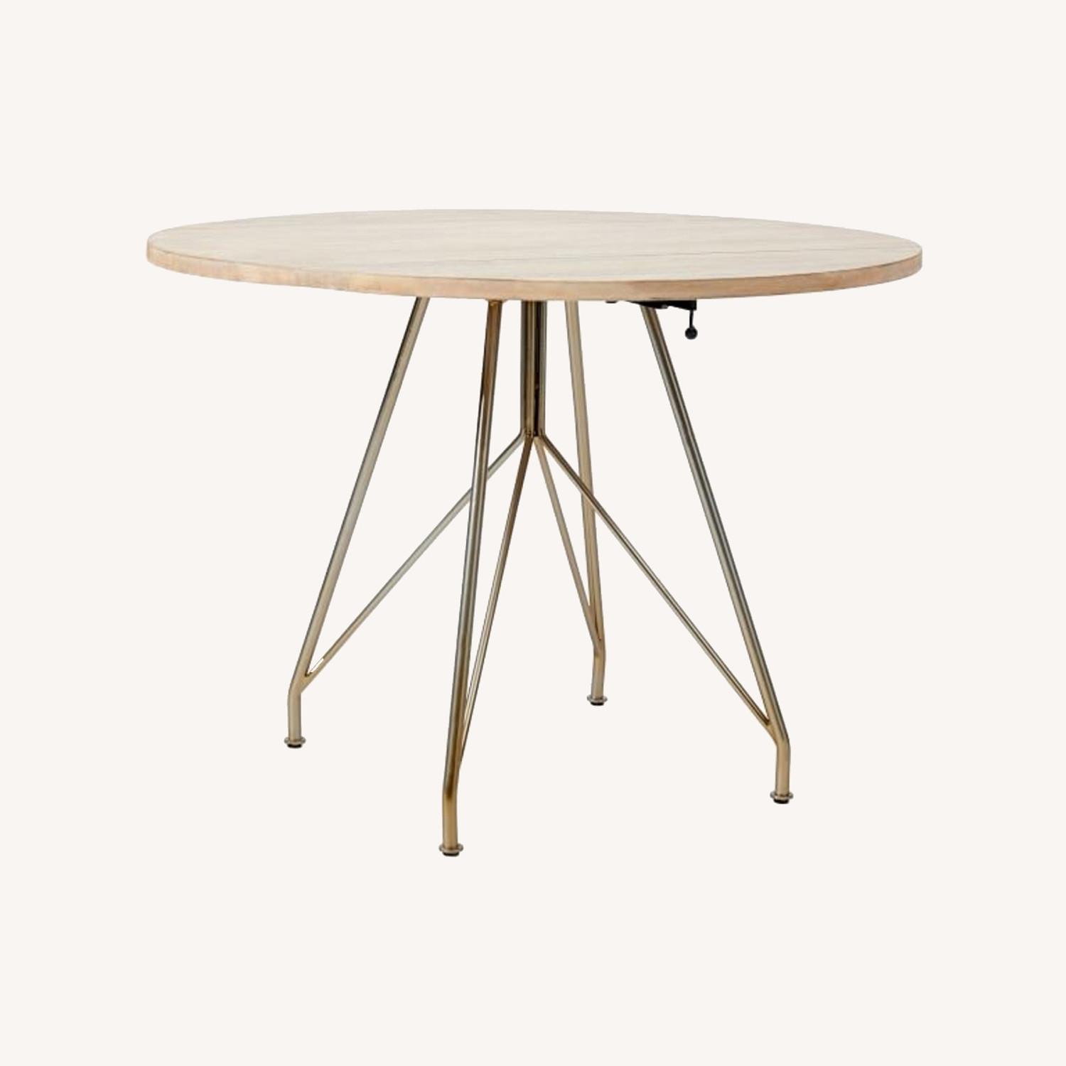 West Elm Drop Leaf Dining Table - Cerused White - image-0