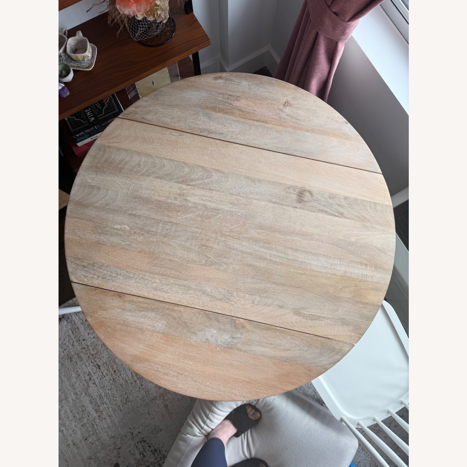 West Elm Drop Leaf Dining Table - Cerused White - image-3