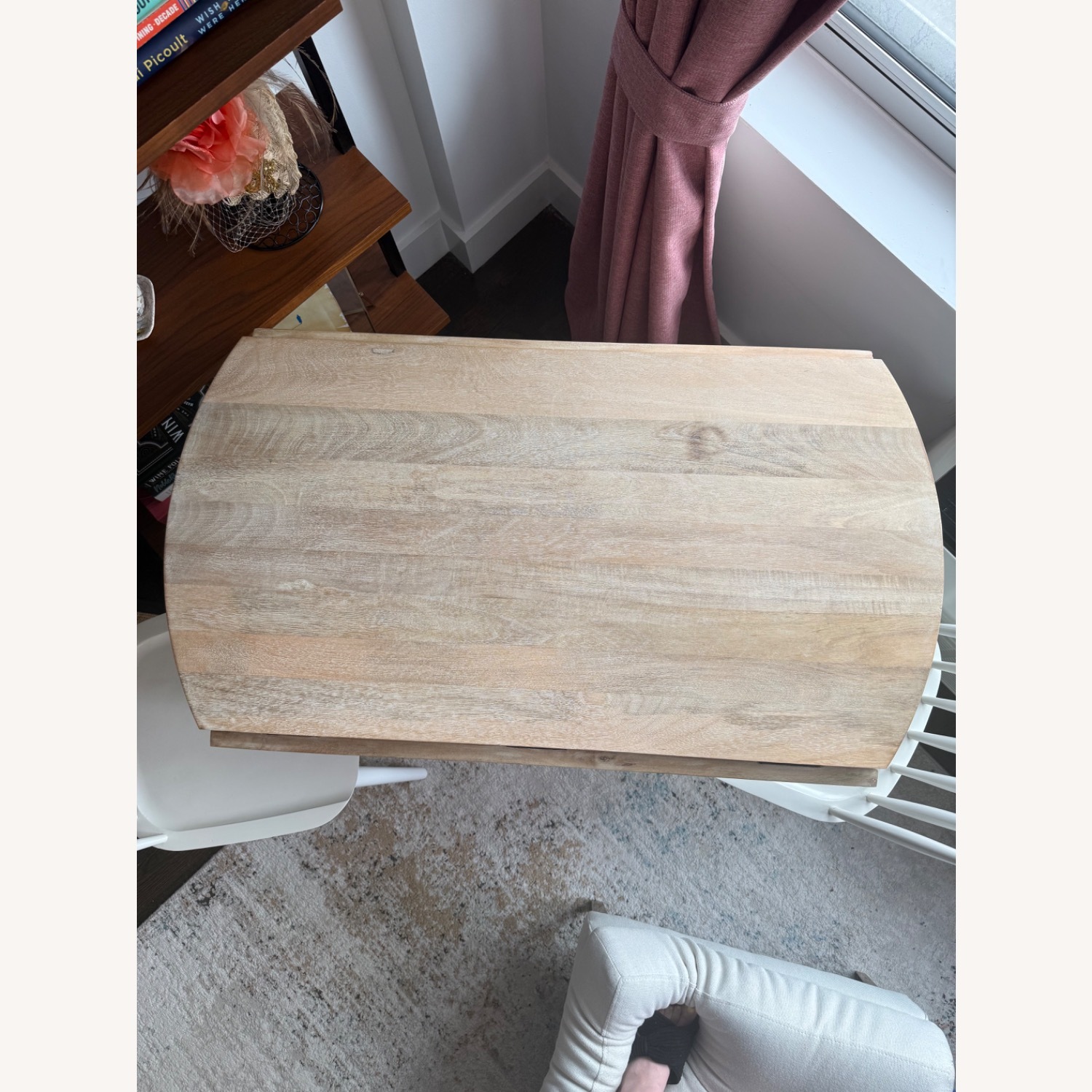 West Elm Drop Leaf Dining Table - Cerused White - image-2