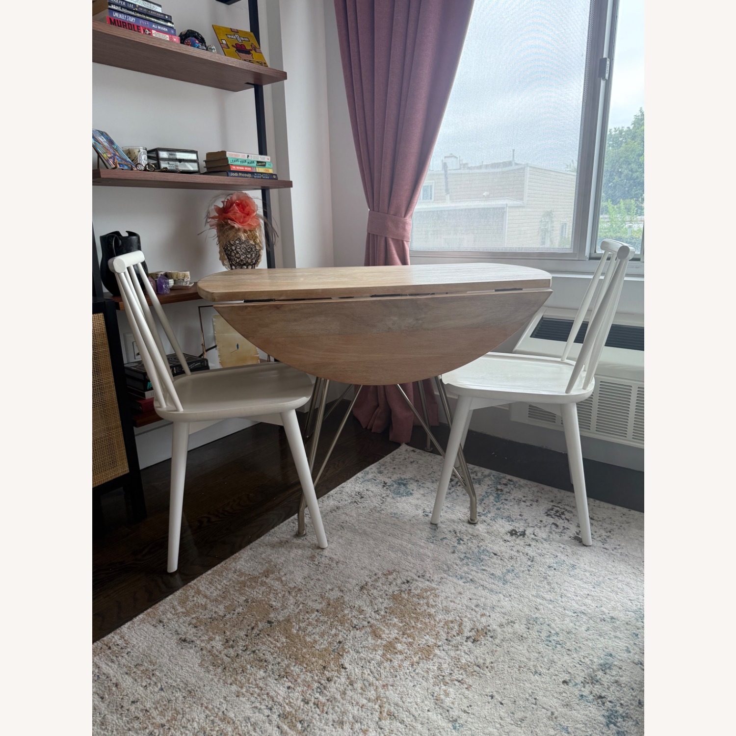 West Elm Drop Leaf Dining Table - Cerused White - image-1