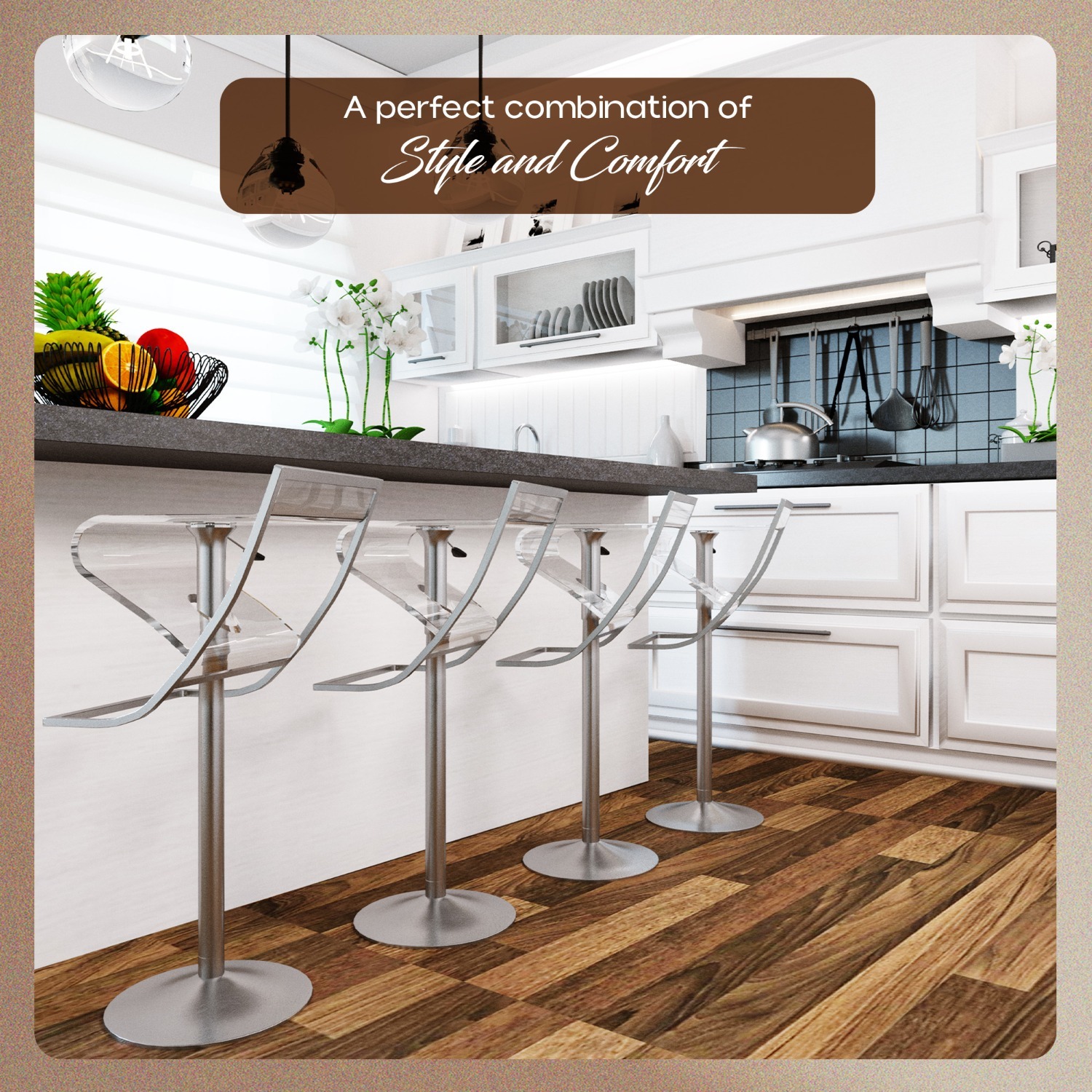 Napoli Clear Acrylic Barstool Adjustable Height - image-5