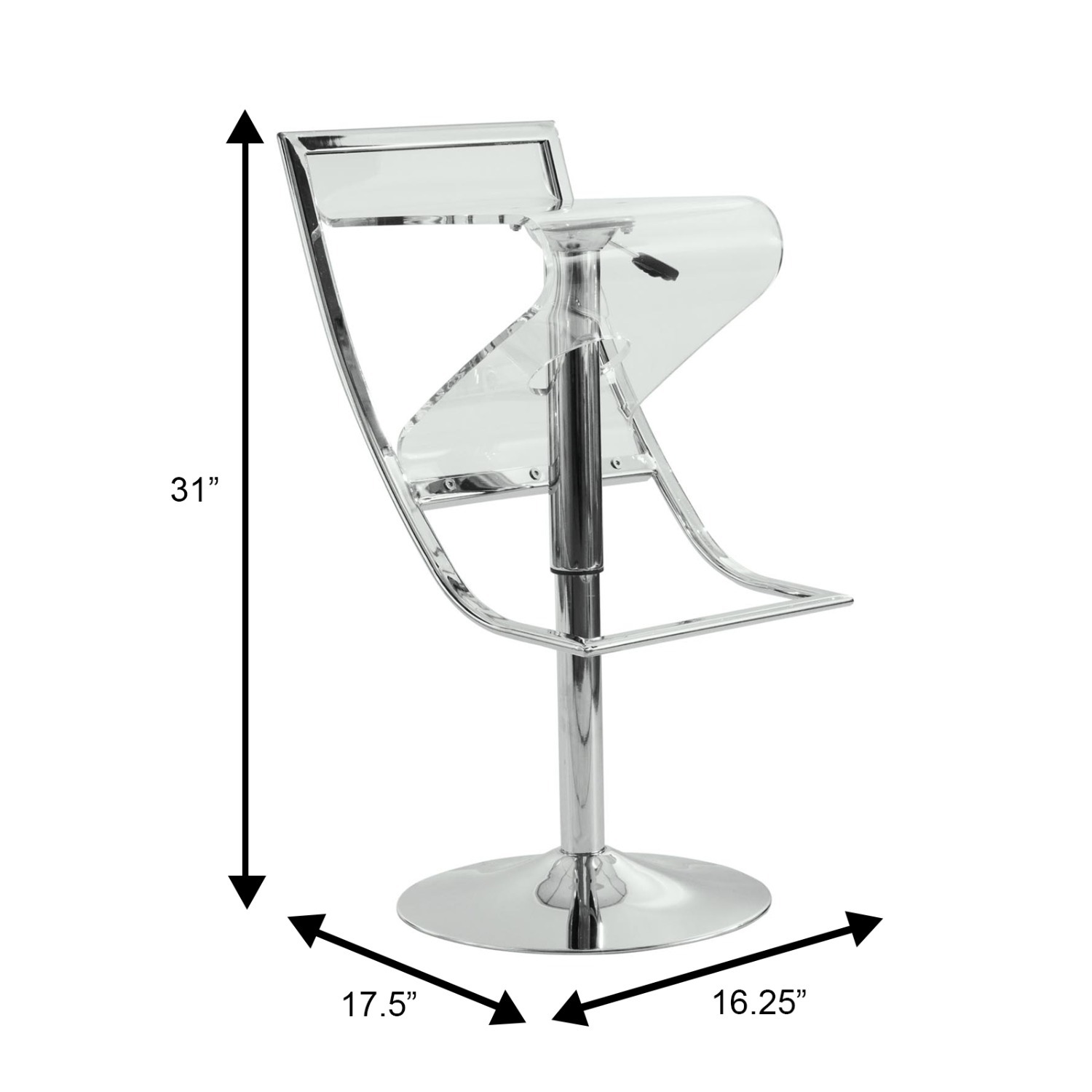 Napoli Clear Acrylic Barstool Adjustable Height - image-13