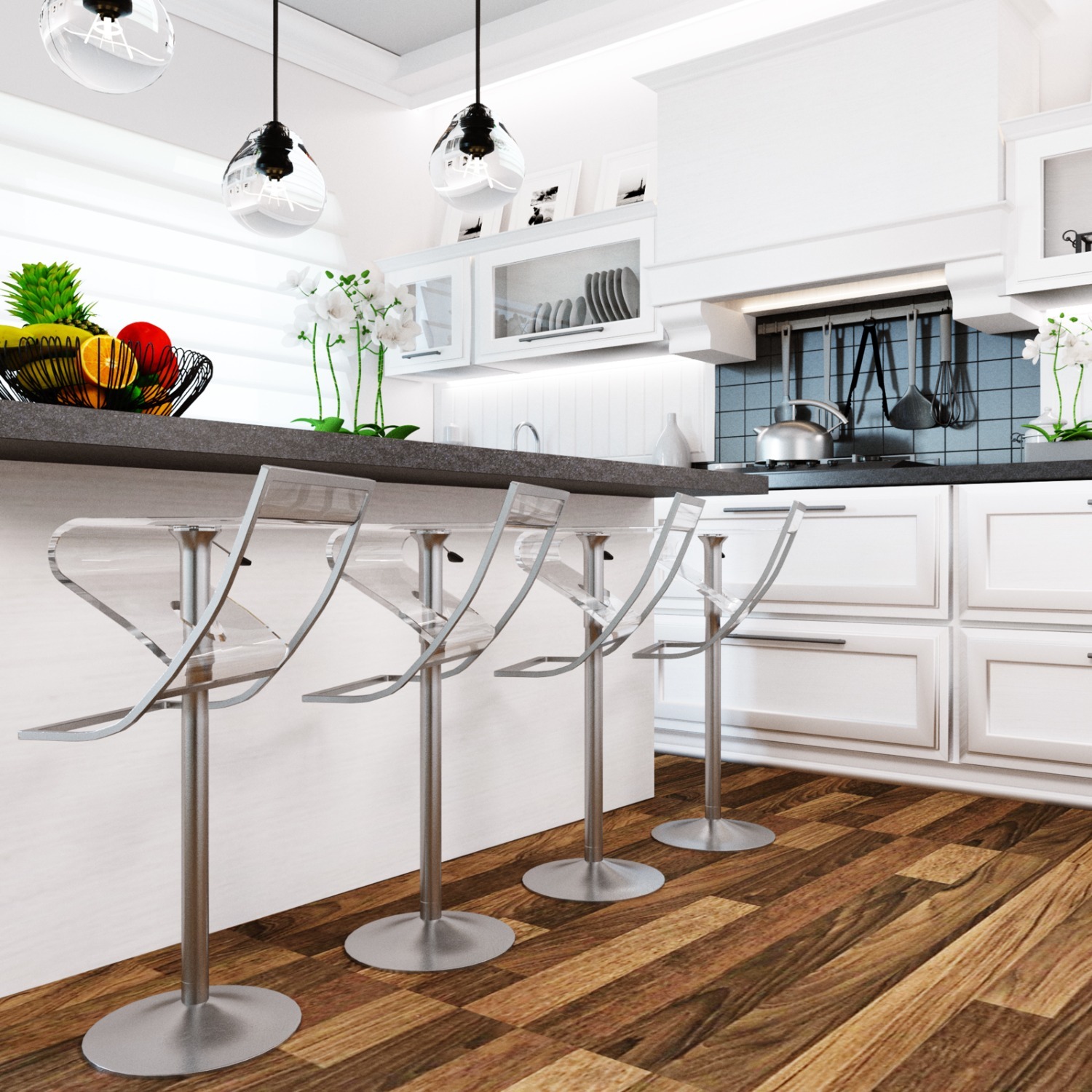 Napoli Clear Acrylic Barstool Adjustable Height - image-6