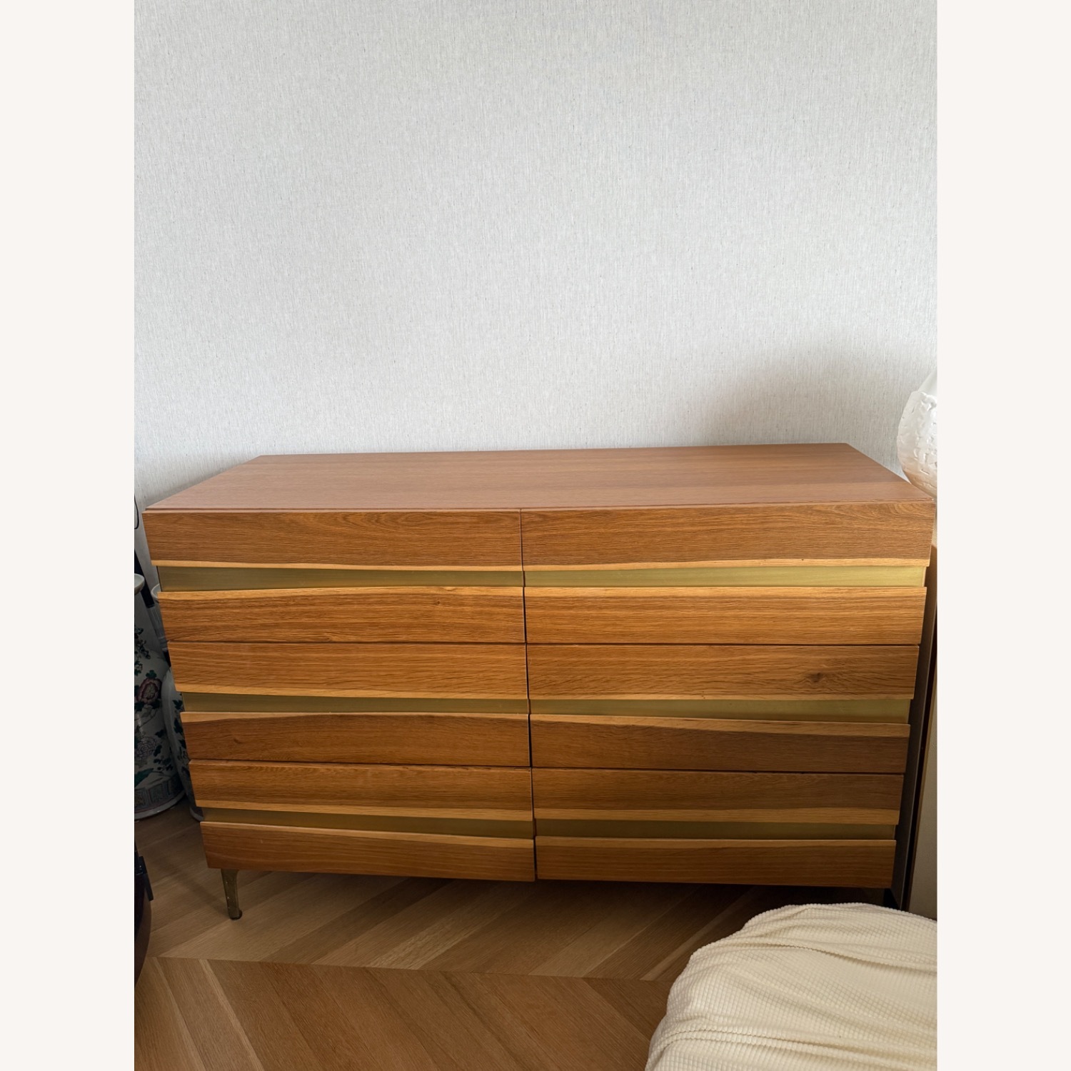 Wood Dresser With Gold Details - image-1