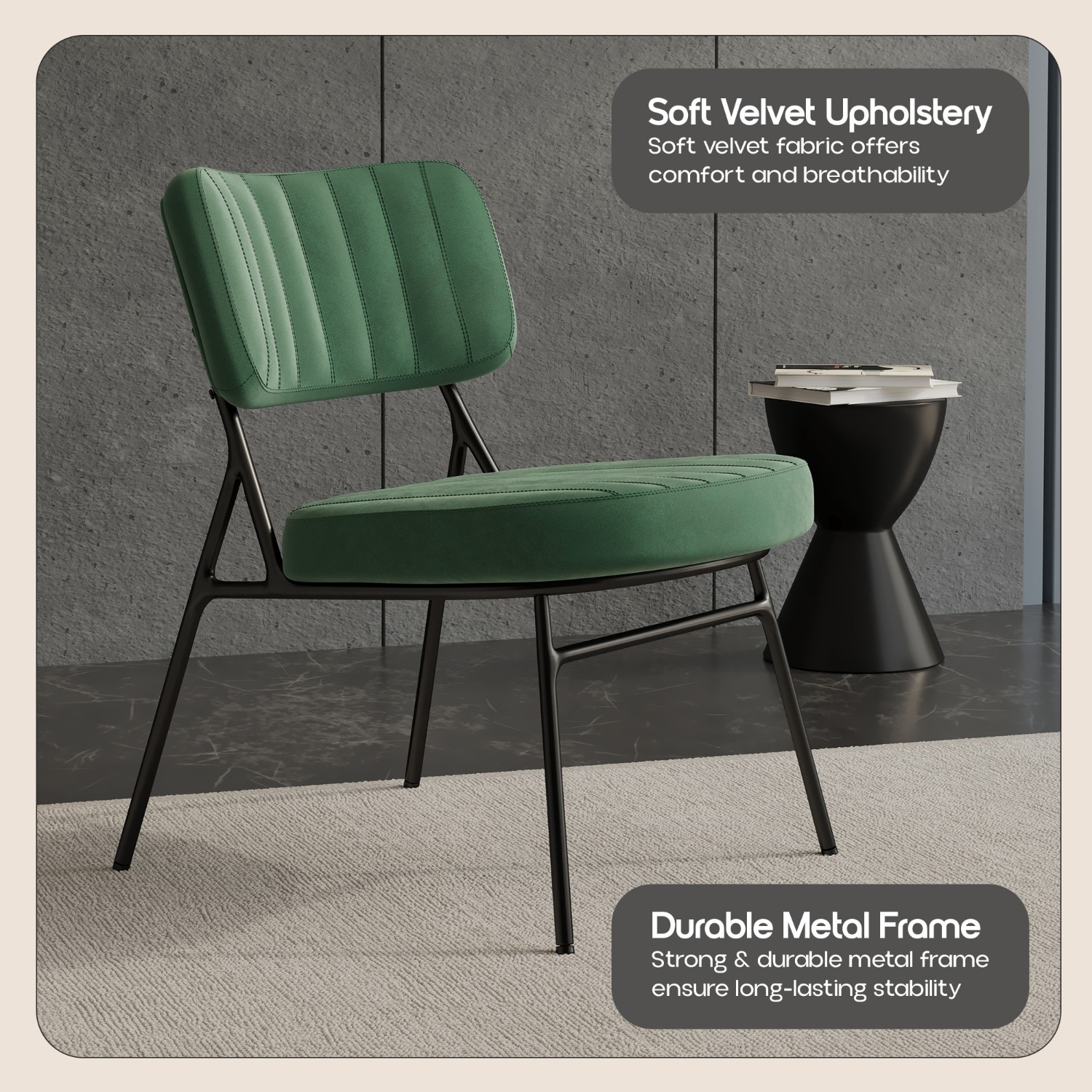 Marilane Velvet Accent Chair Metal Legs Turquoise - image-3