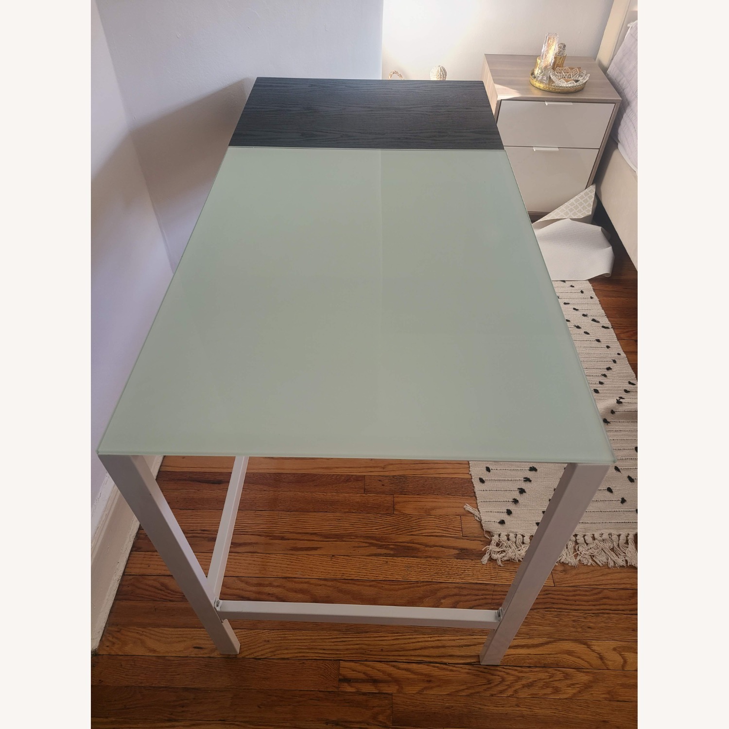 Wildon Home Glass Writing Desk with Drawer - image-2