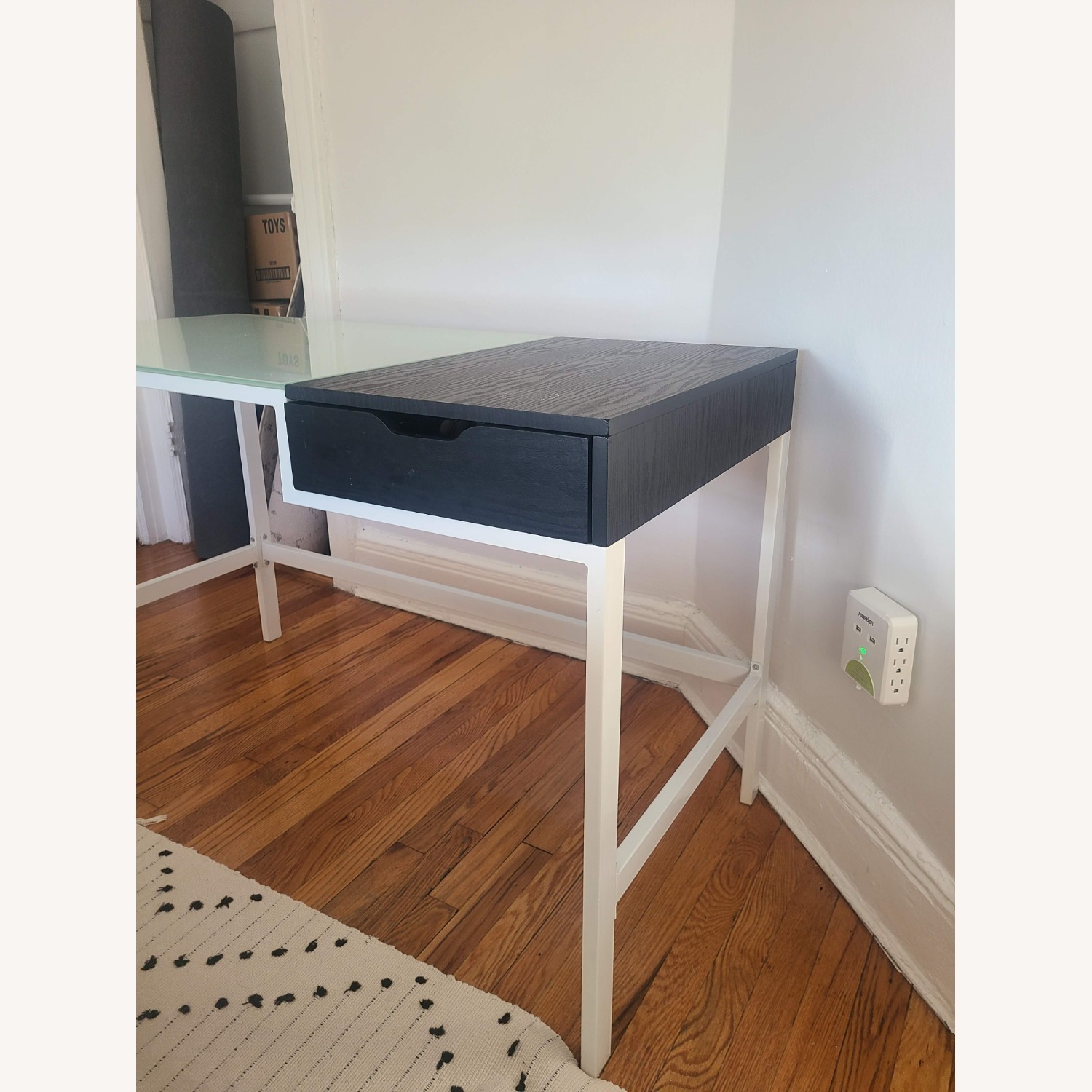 Wildon Home Glass Writing Desk with Drawer - image-1