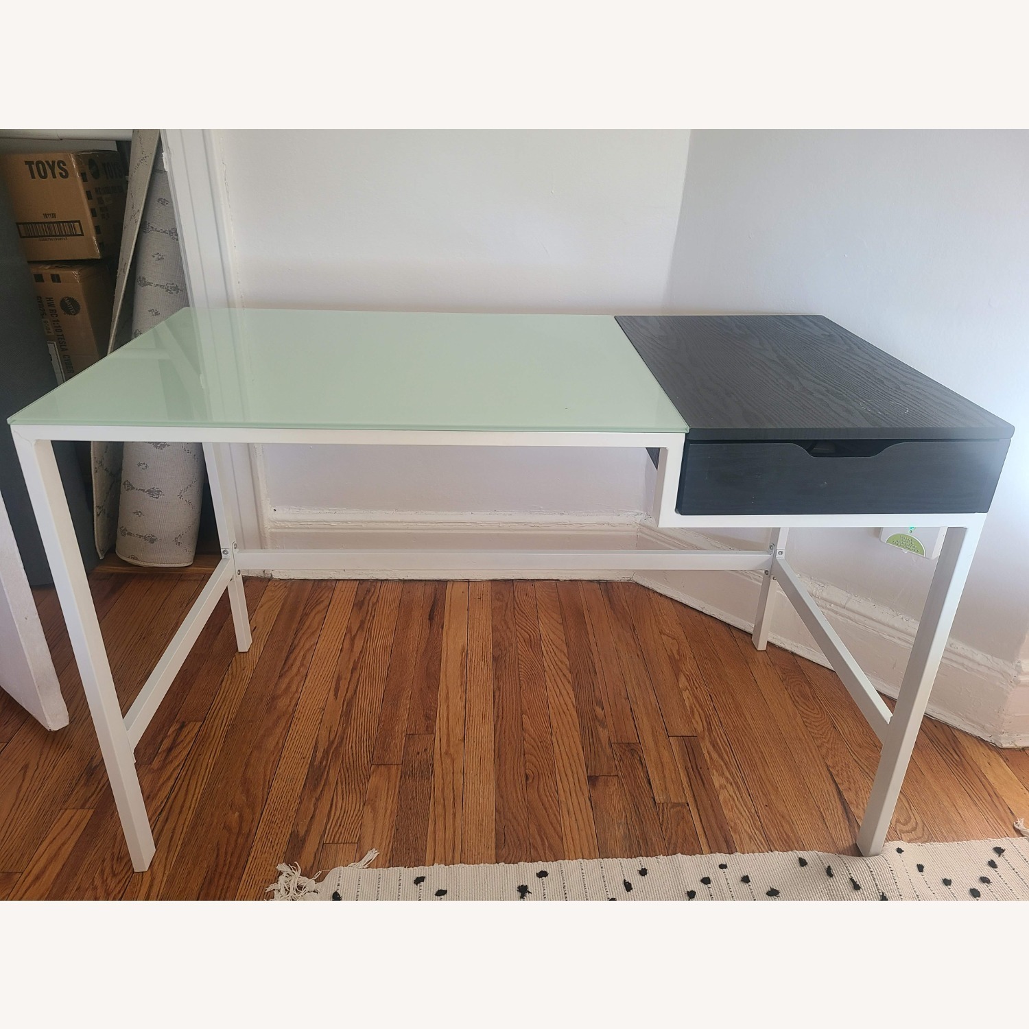 Wildon Home Glass Writing Desk with Drawer - image-4