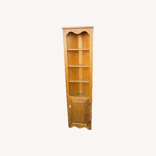 Used Vintage Corner Shelf Cabinet Med Oak Stain for sale on AptDeco