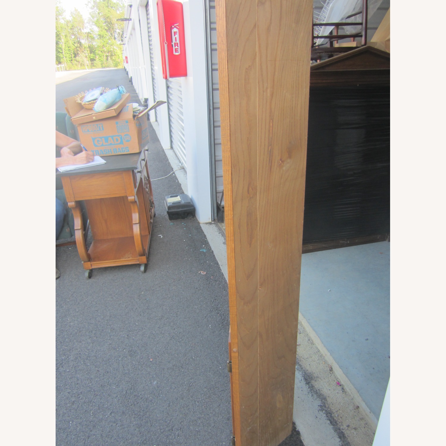 Vintage Corner Shelf Cabinet Med Oak Stain - image-4