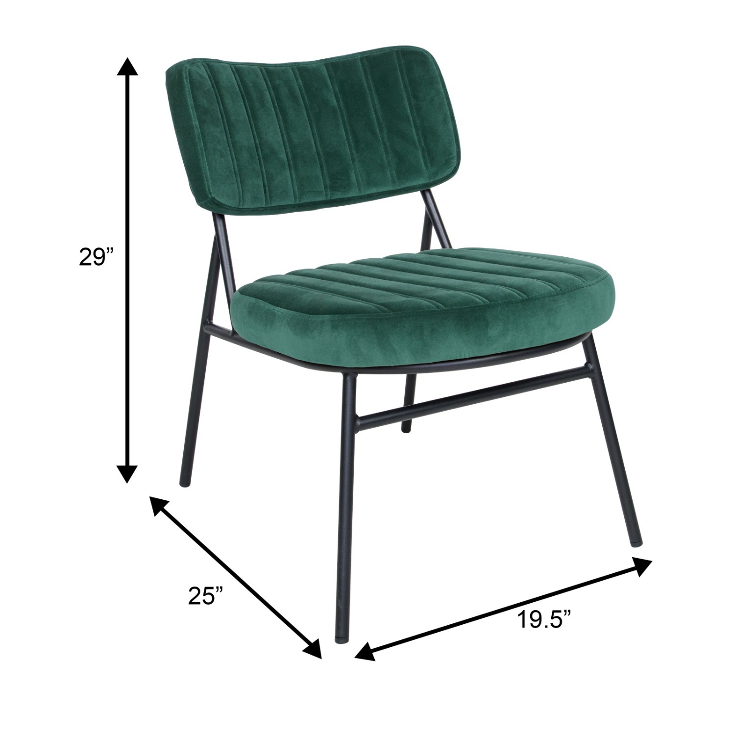 Marilane Velvet Accent Chair Metal Legs Green - image-1