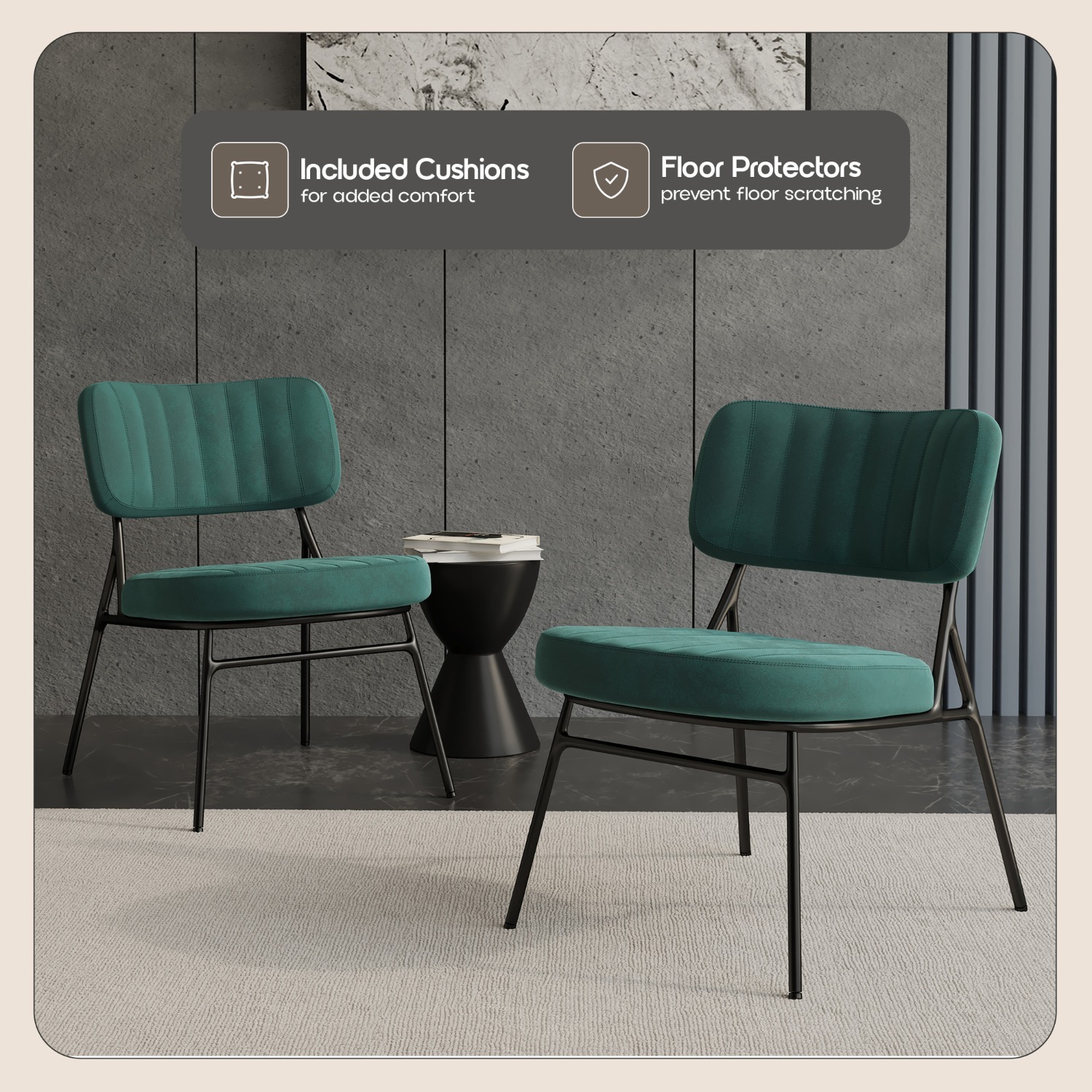 Marilane Velvet Accent Chair Metal Legs Green - image-4