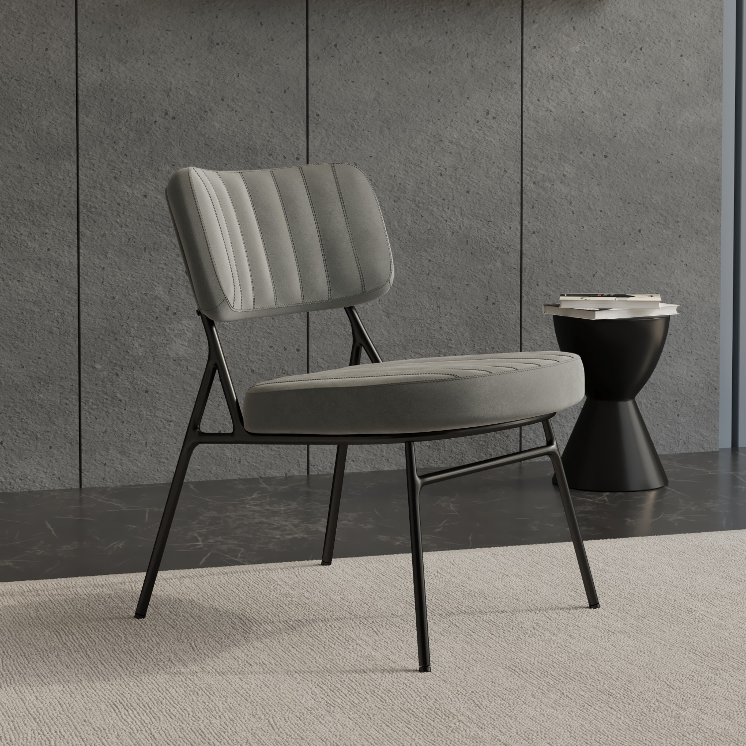 Marilane Velvet Accent Chair Metal Legs Grey - image-11