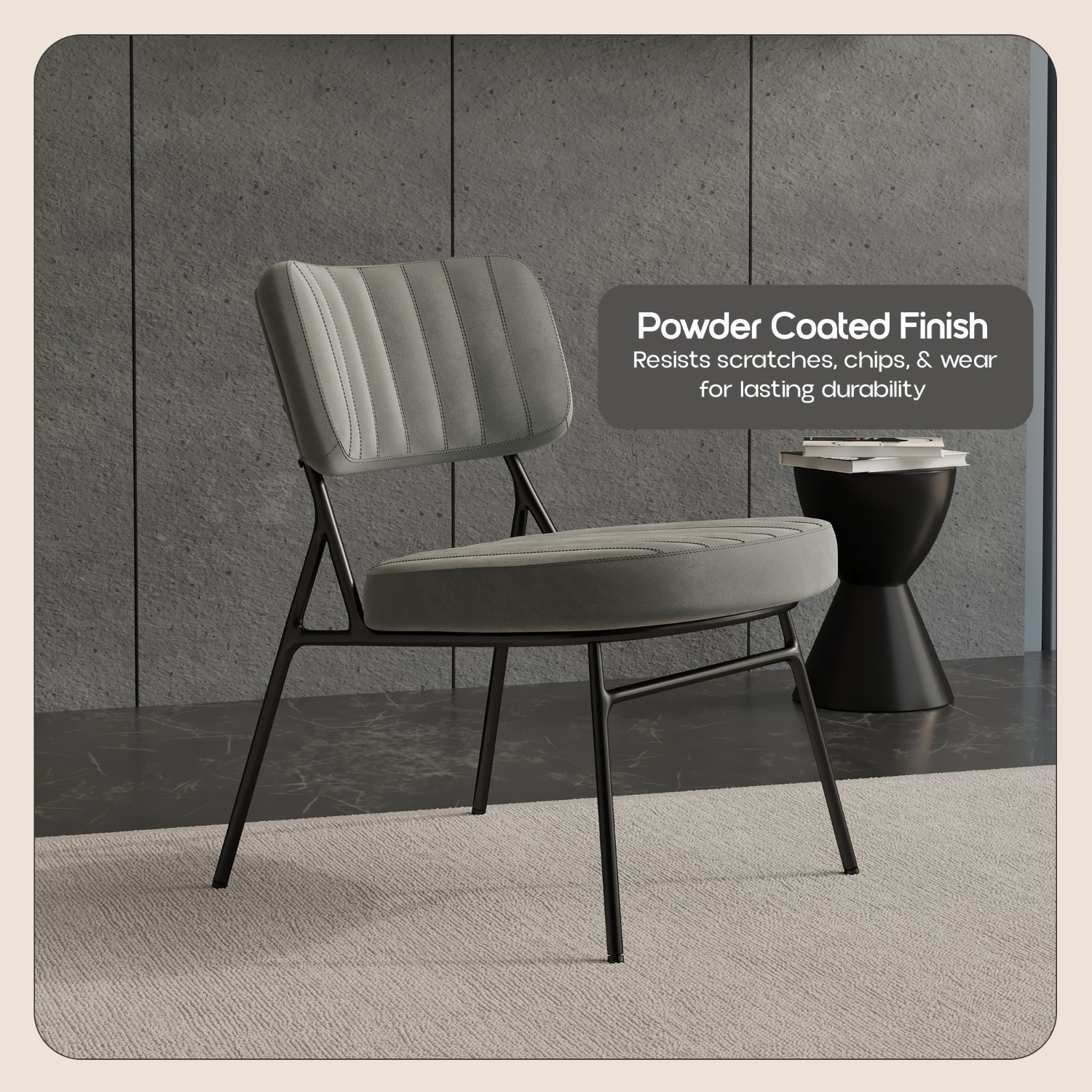 Marilane Velvet Accent Chair Metal Legs Grey - image-5