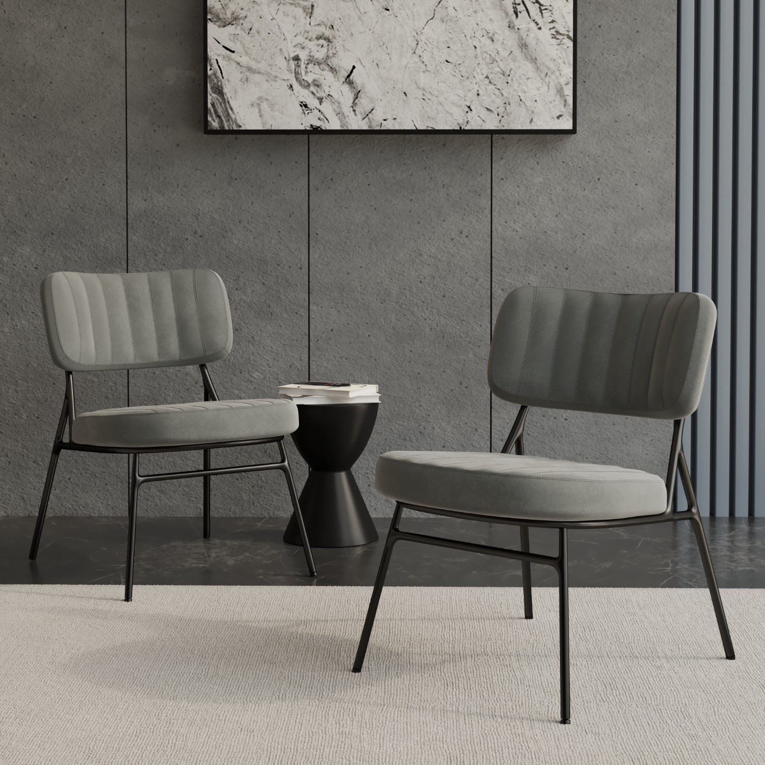 Marilane Velvet Accent Chair Metal Legs Grey - image-6