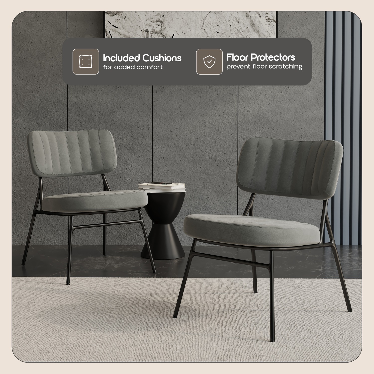 Marilane Velvet Accent Chair Metal Legs Grey - image-4