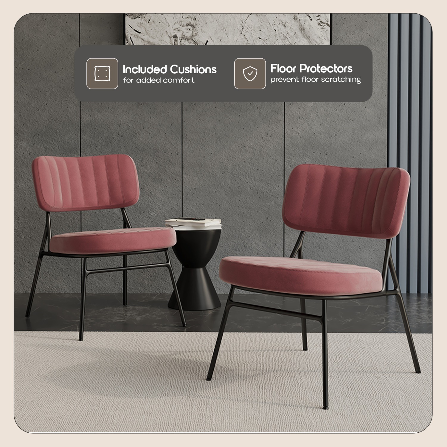 Marilane Velvet Accent Chair Metal Legs Pink - image-4