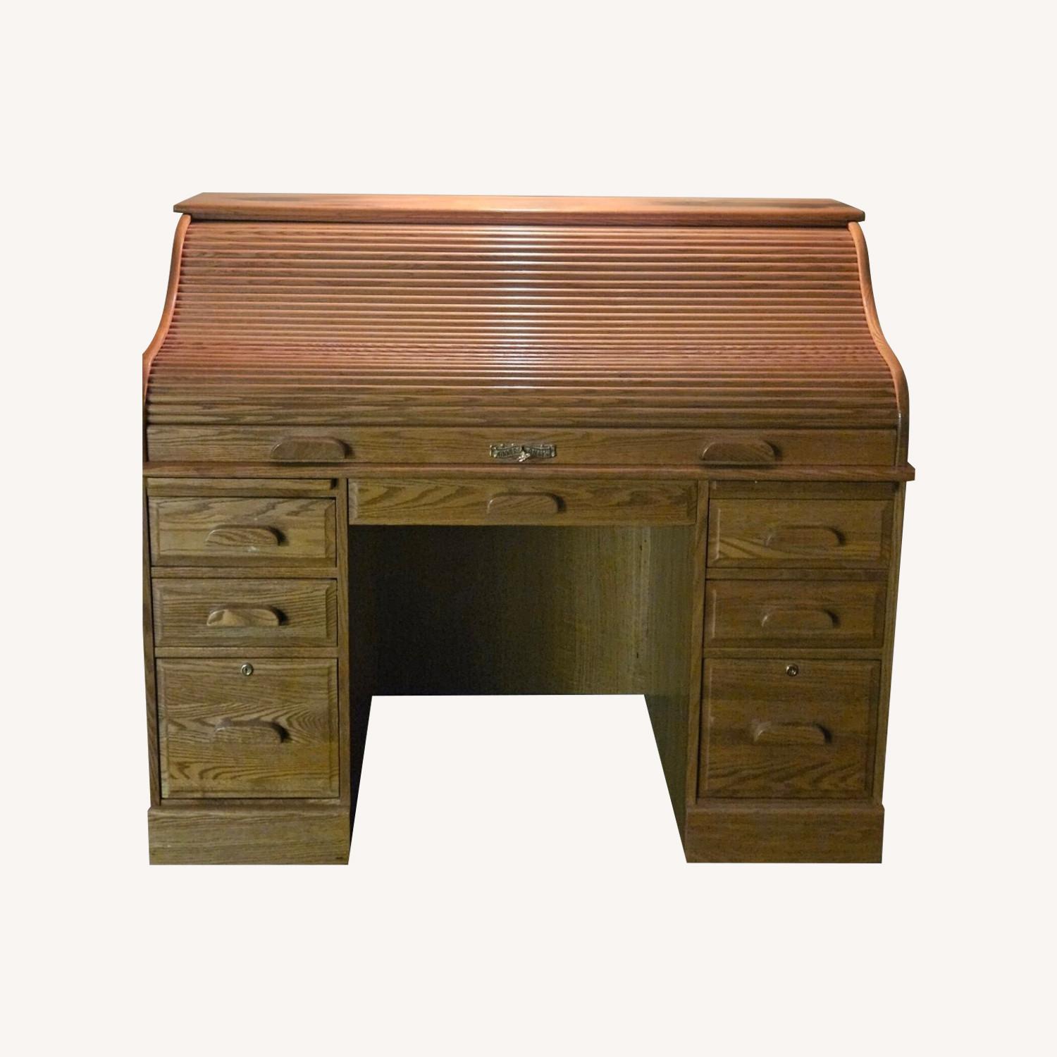 Winners Only Solid Oak Roll-Top Desk - image-0