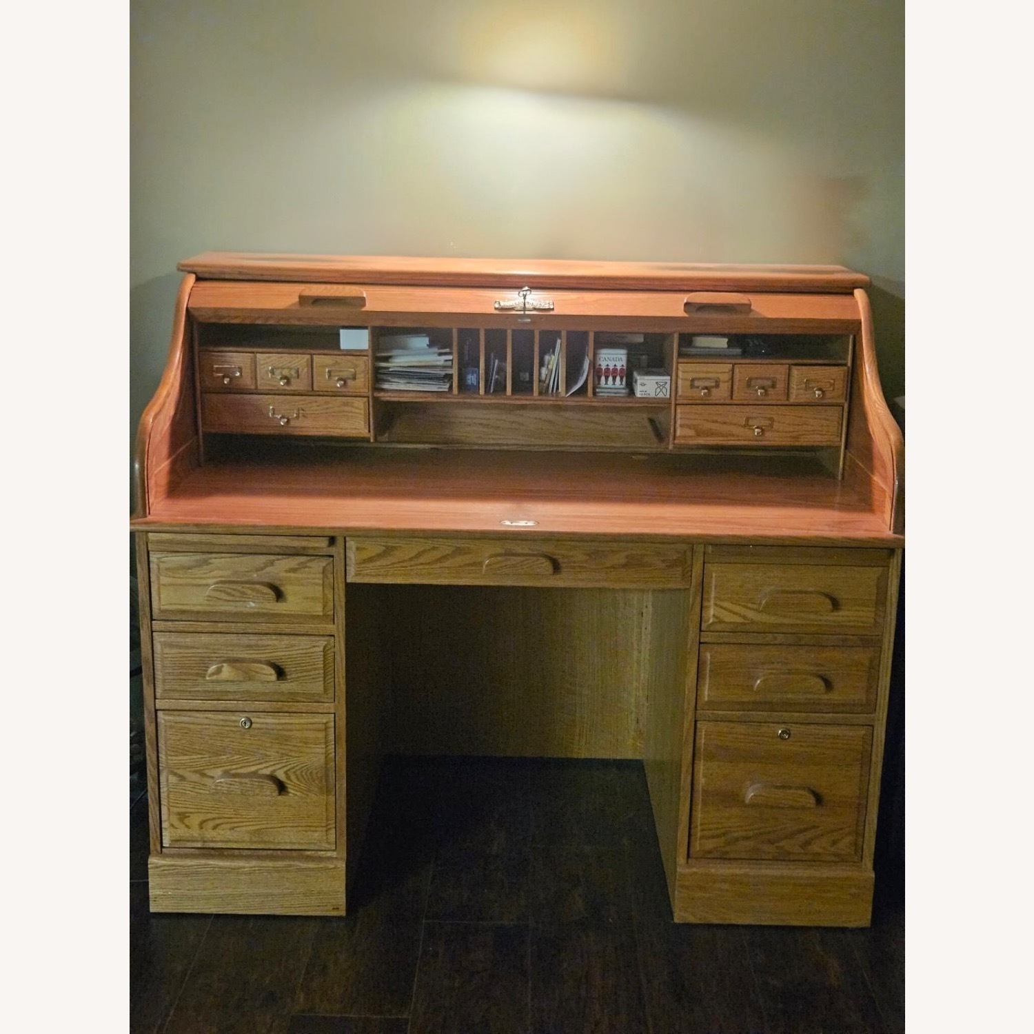 Winners Only Solid Oak Roll-Top Desk - image-2