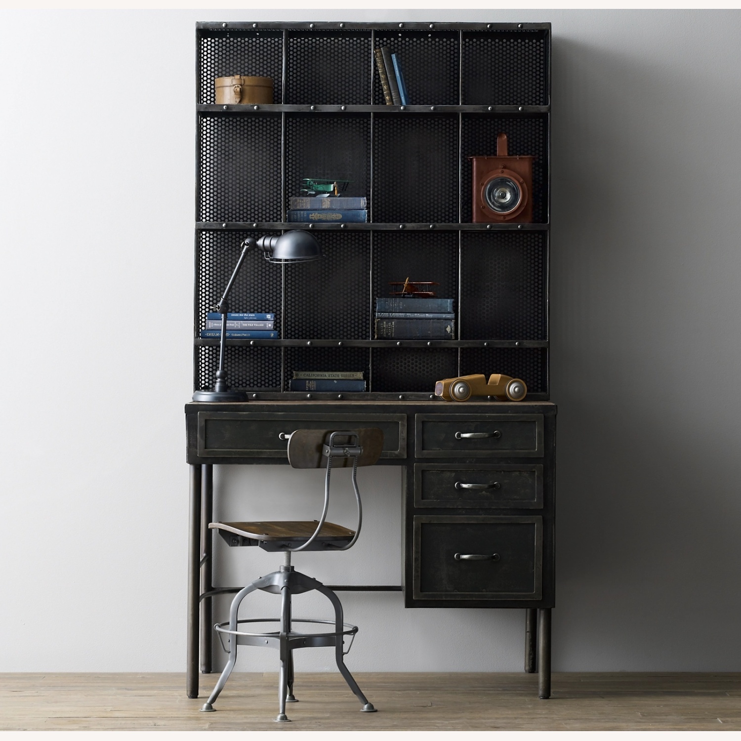 Restoration Hardware Vintage Apothecary Shop Desk with Hutch - image-0