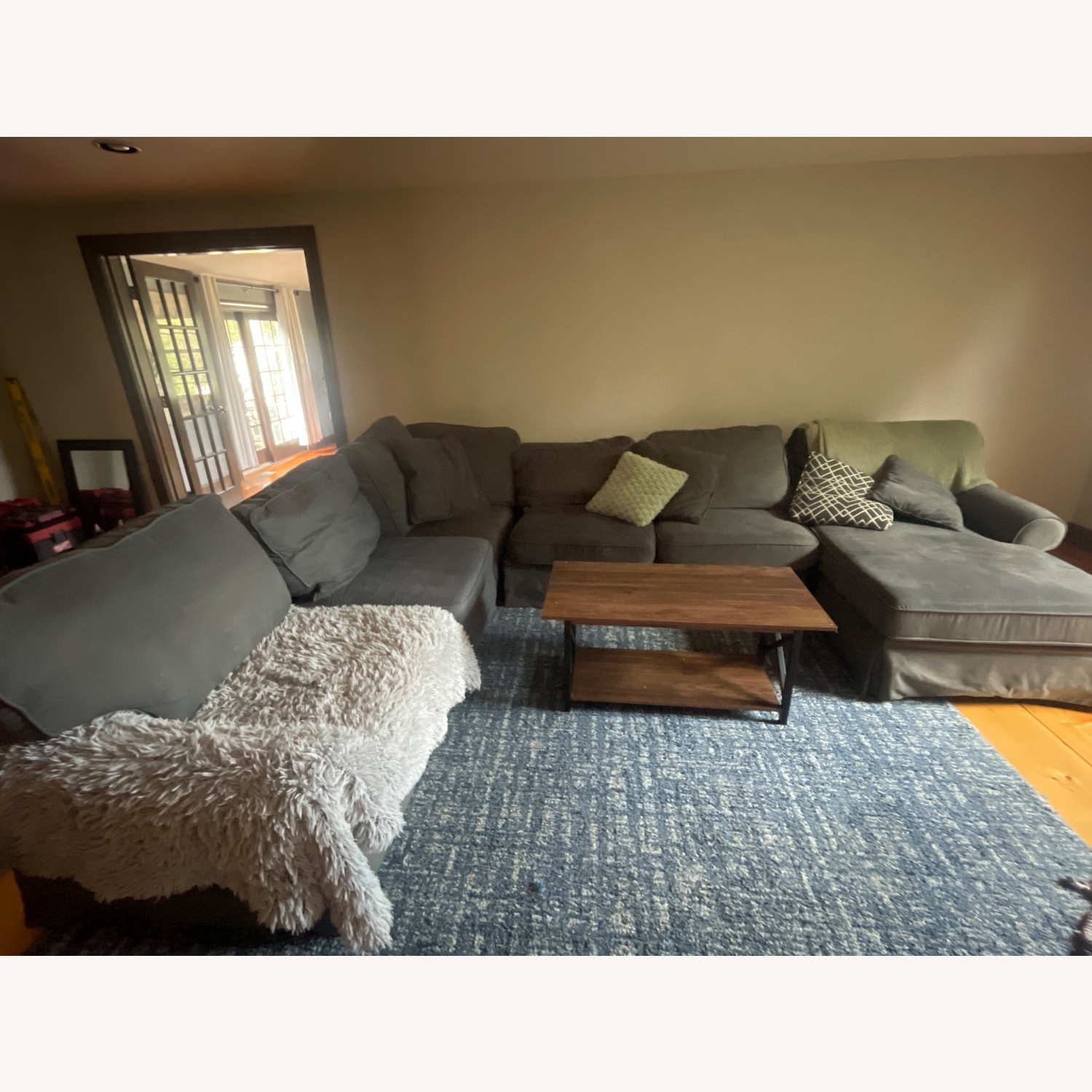 Bob's Discount Gray Blue Sectional  - image-1