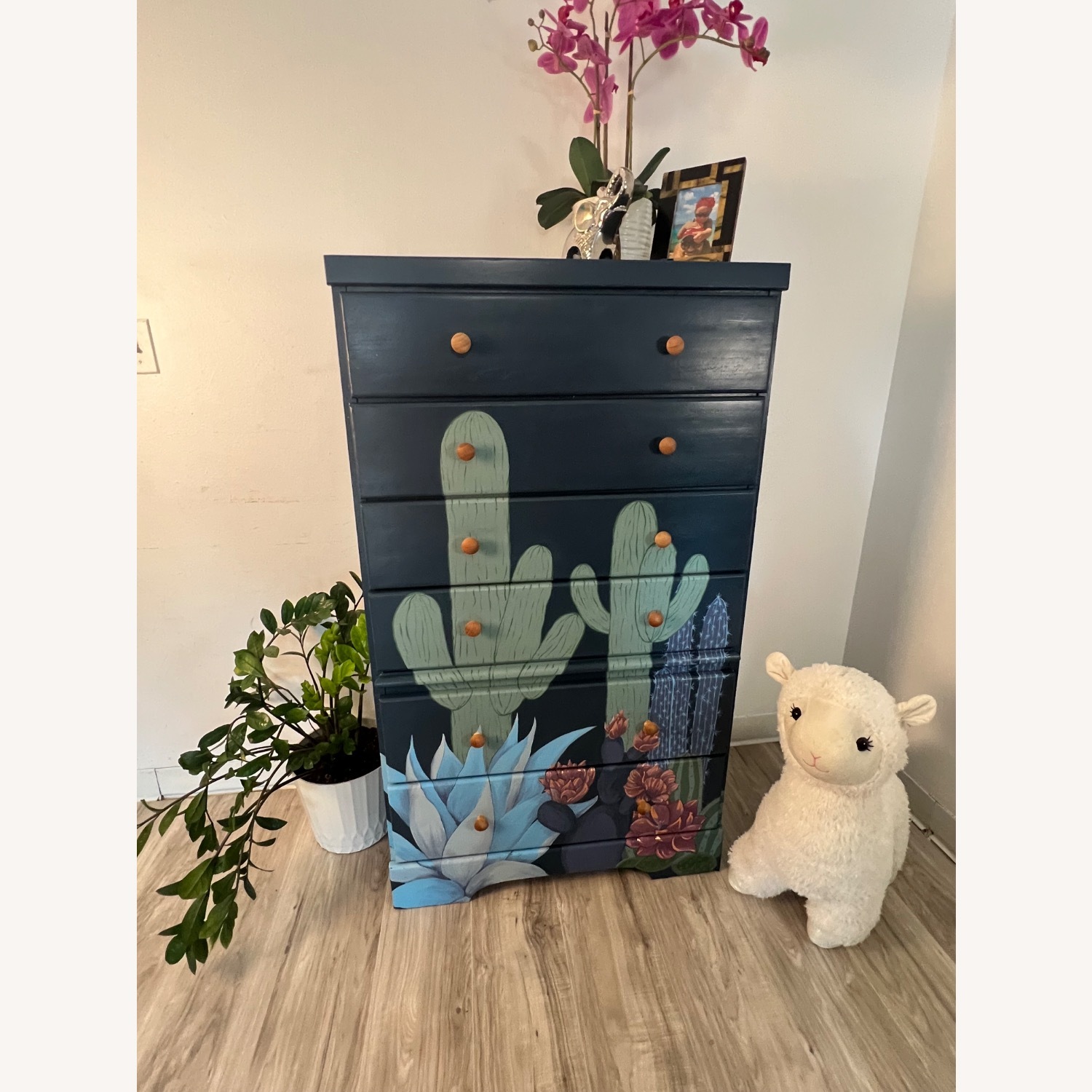 Hand Painted Cactus Boho One of the King Dresser - image-6