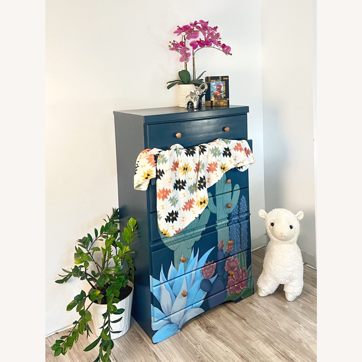 Hand Painted Cactus Boho One of the King Dresser - image-3
