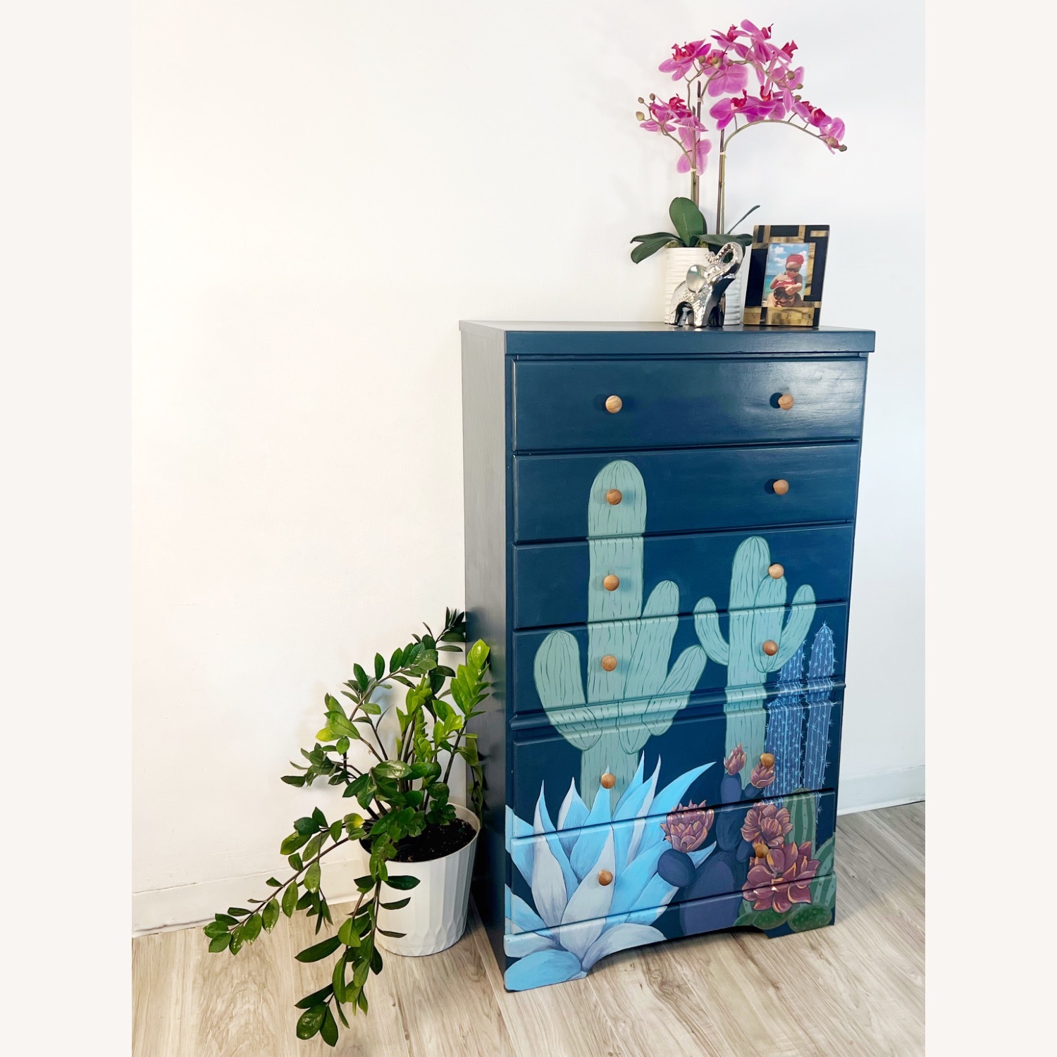 Hand Painted Cactus Boho One of the King Dresser - image-1