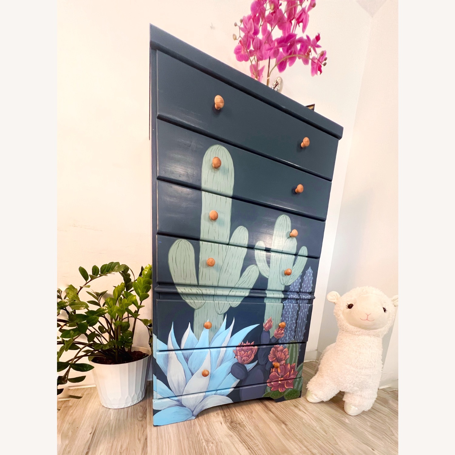 Hand Painted Cactus Boho One of the King Dresser - image-5