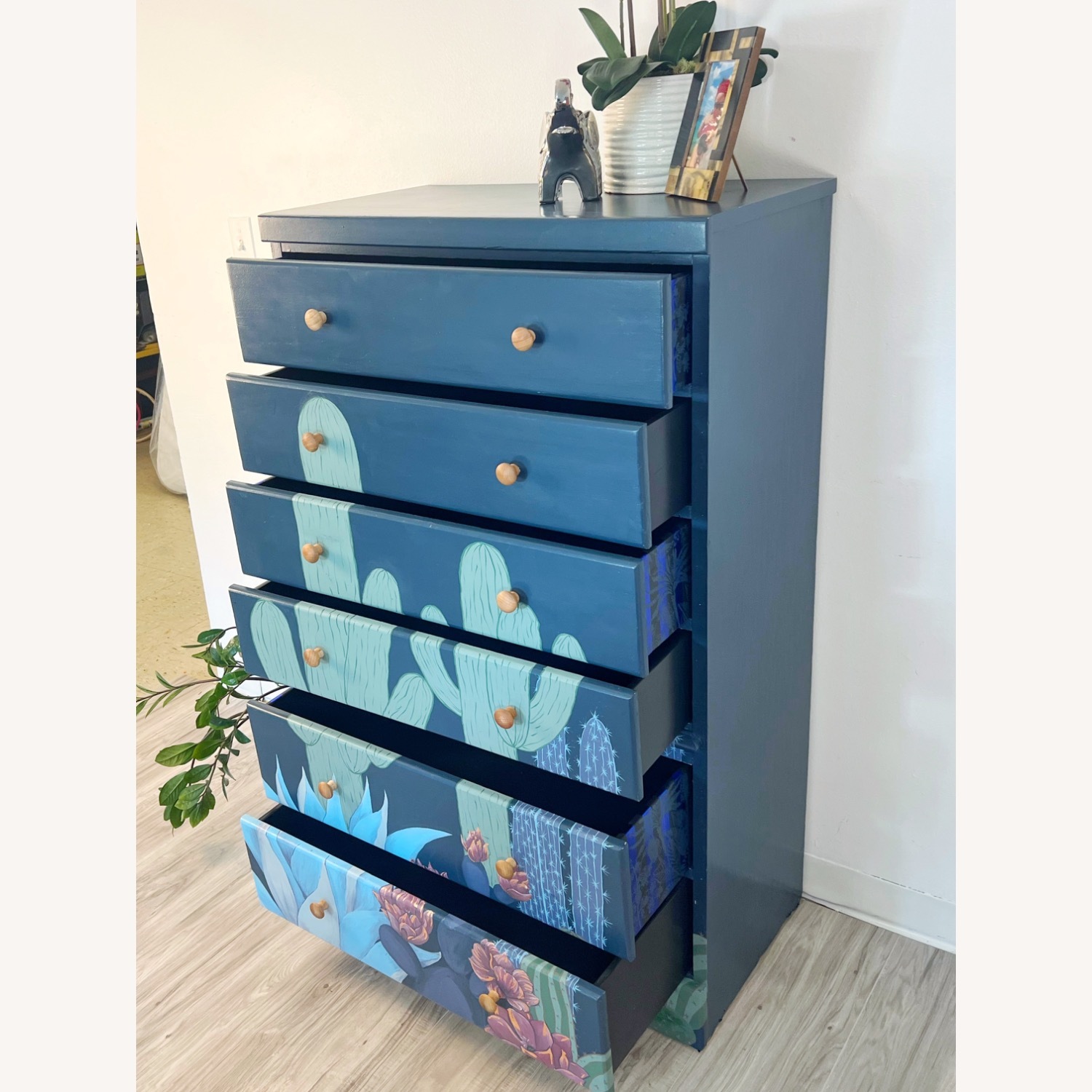 Hand Painted Cactus Boho One of the King Dresser - image-2