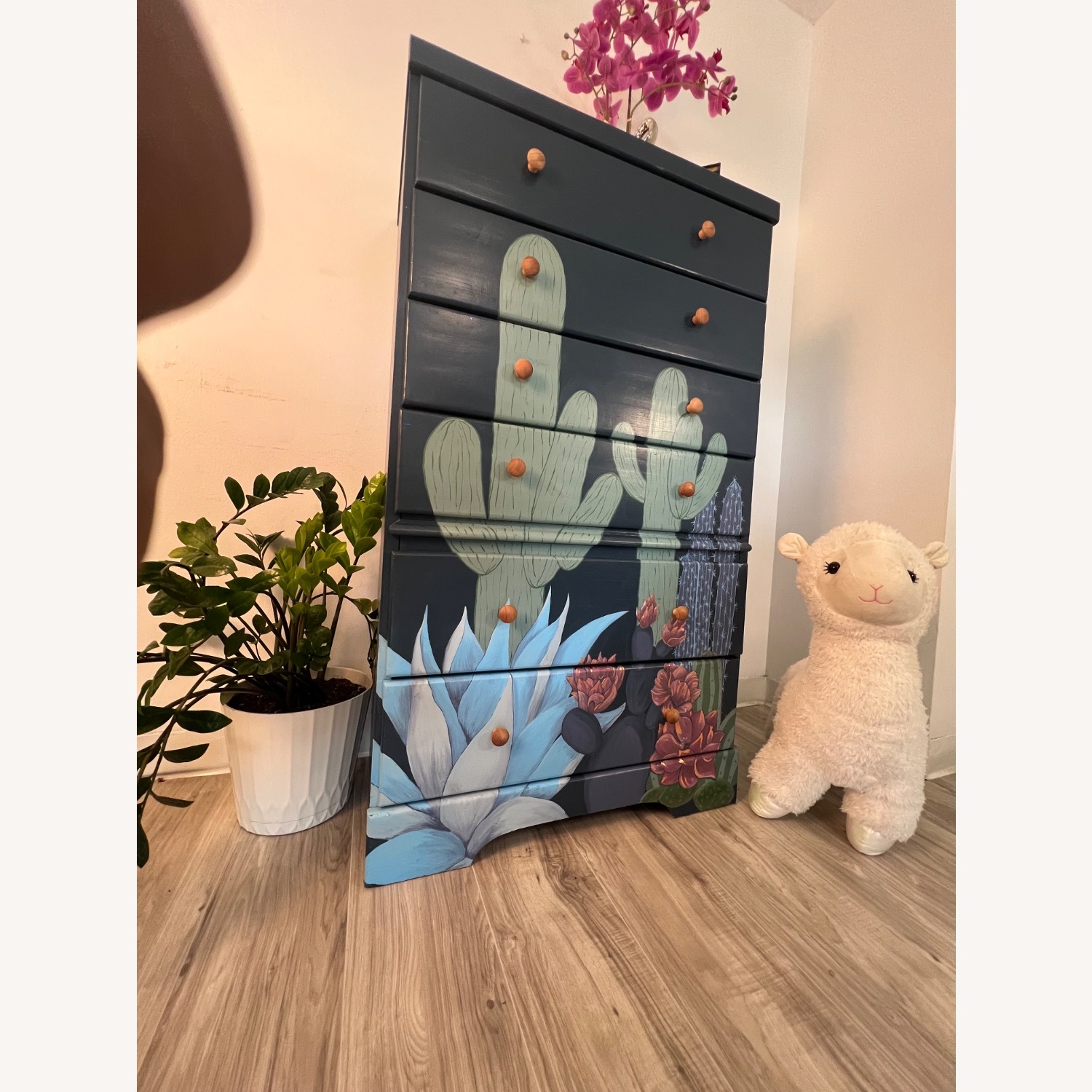 Hand Painted Cactus Boho One of the King Dresser - image-7