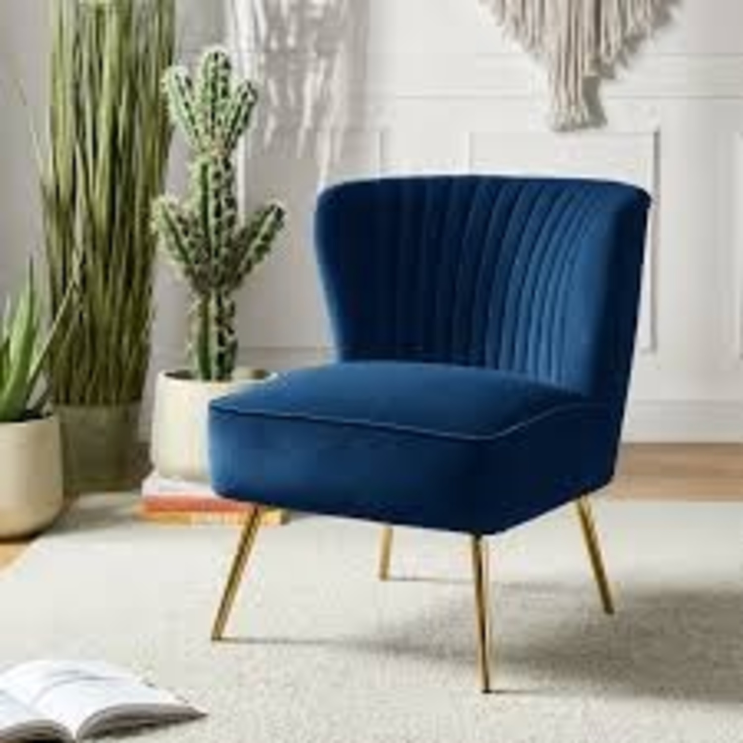 Wayfair Velvet Accent Chair with Brass Legs - image-4
