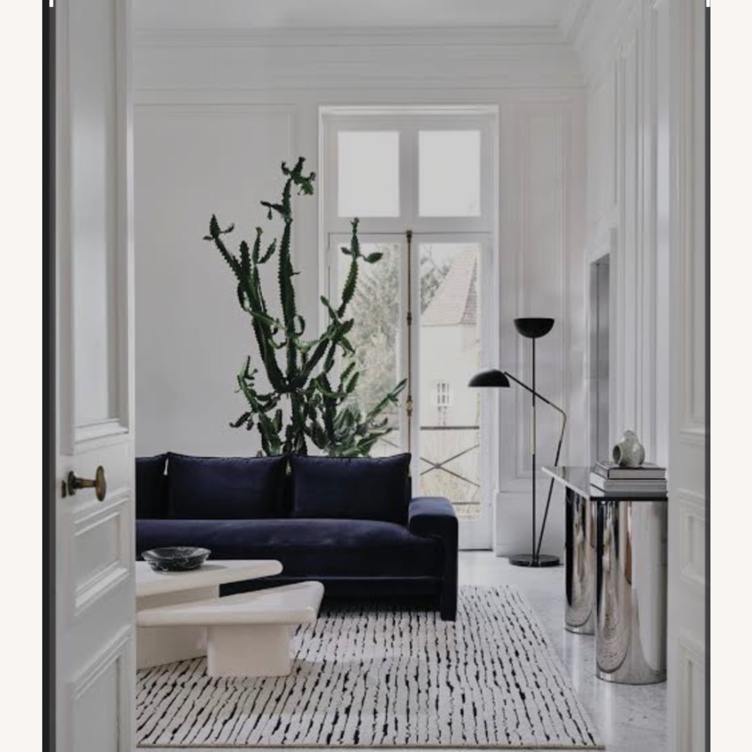 CB2 Camden Midnight Blue Velvet Sofa - image-1