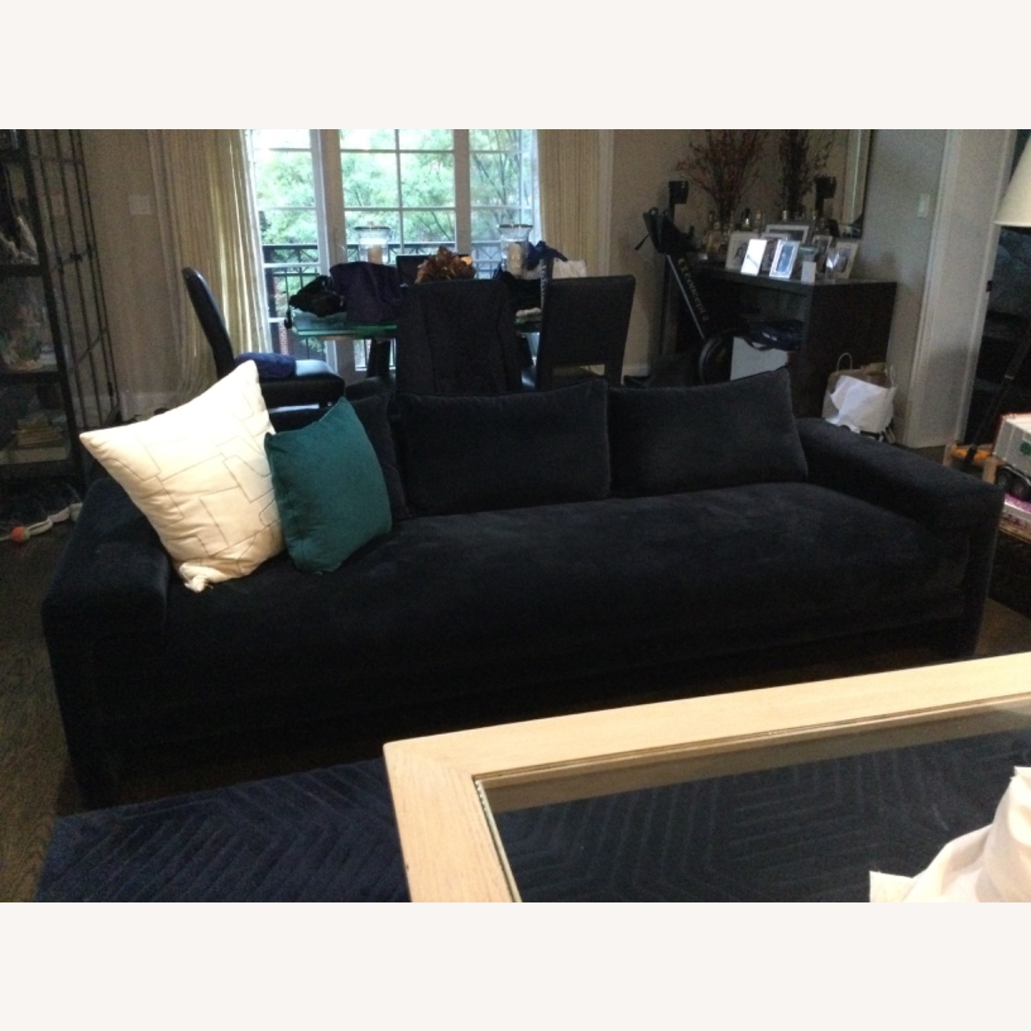 CB2 Camden Midnight Blue Velvet Sofa - image-7