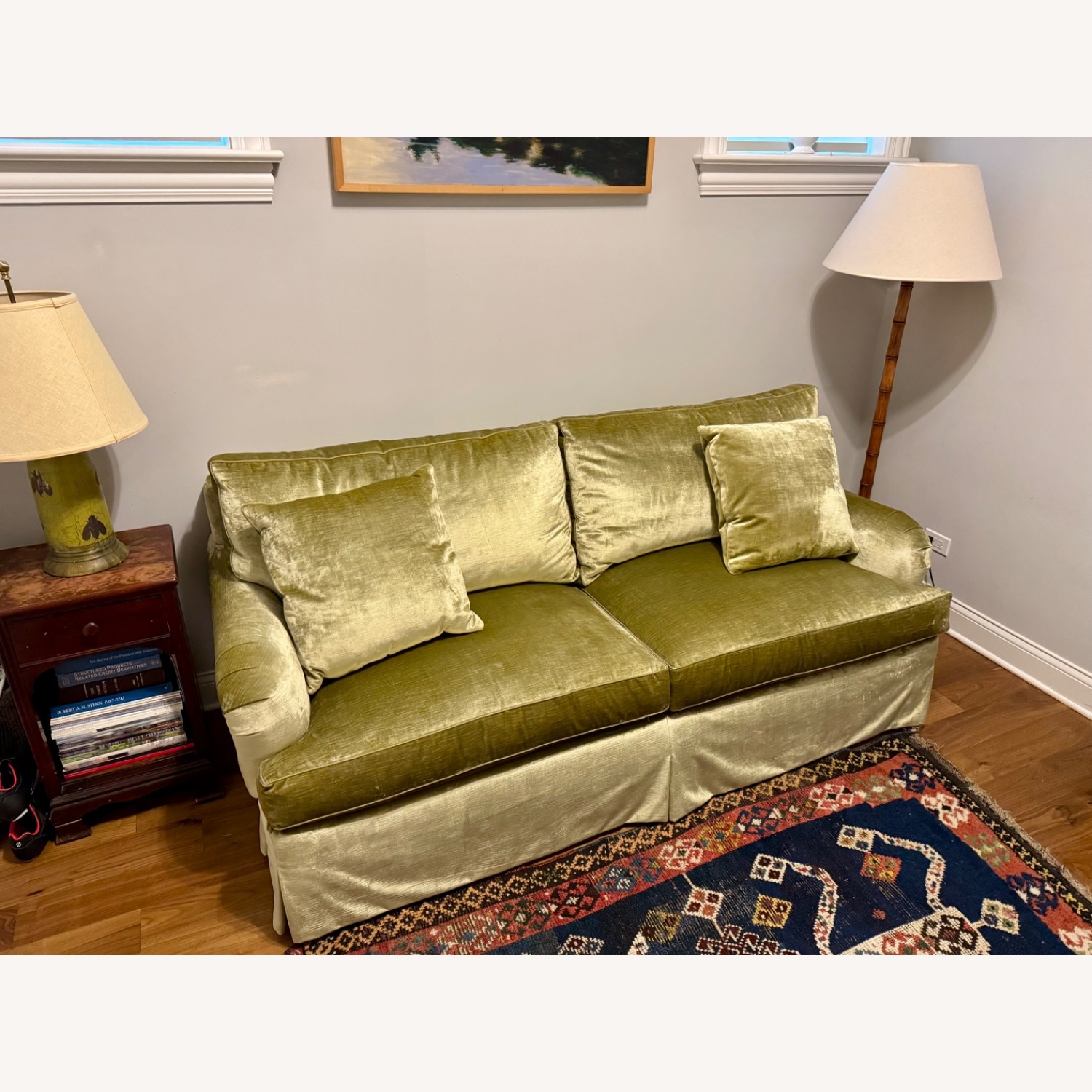 Custom O. Henry House Green Chenille Sleeper Sofa - image-1
