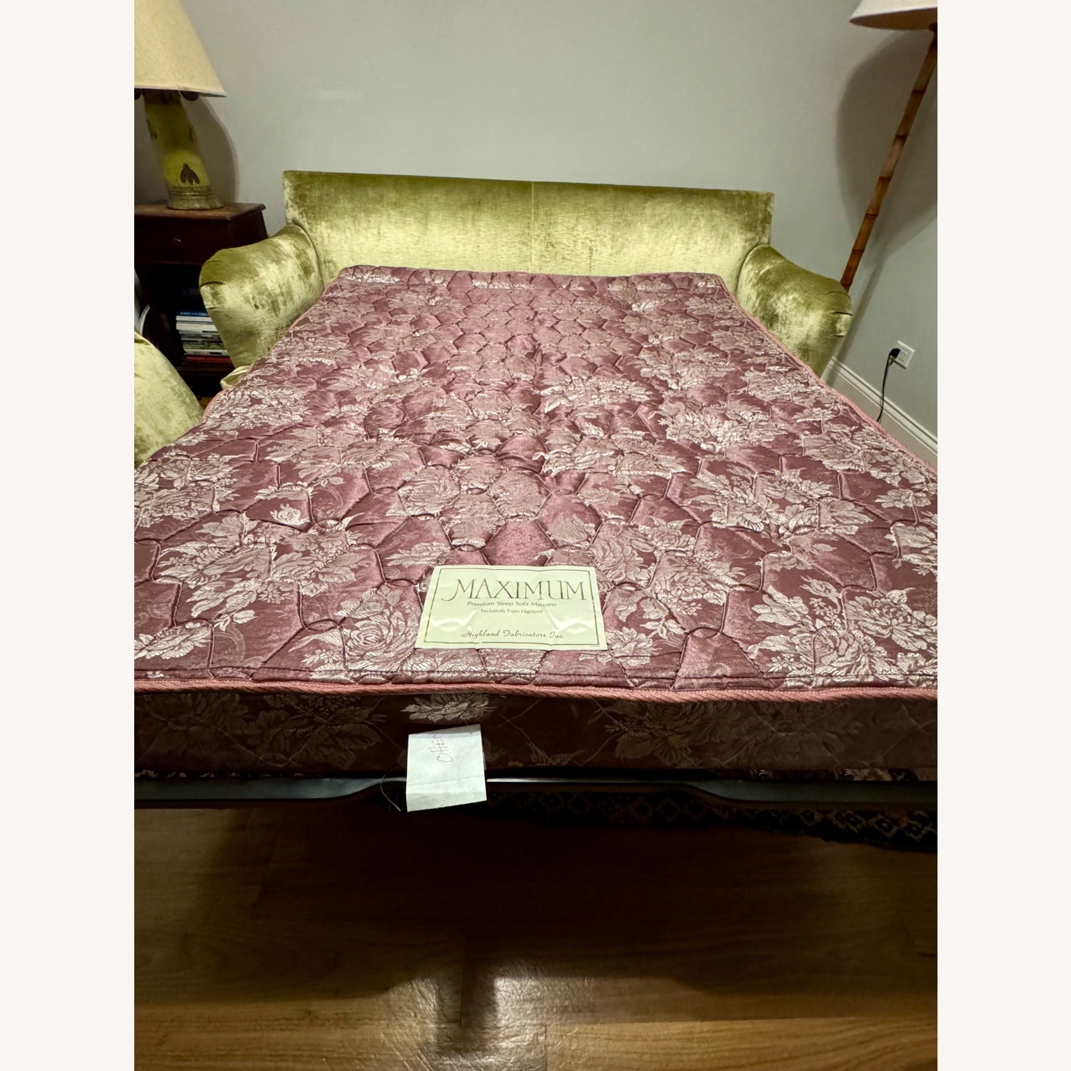 Custom O. Henry House Green Chenille Sleeper Sofa - image-7