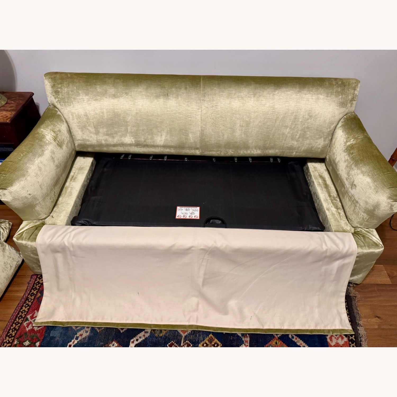 Custom O. Henry House Green Chenille Sleeper Sofa - image-4