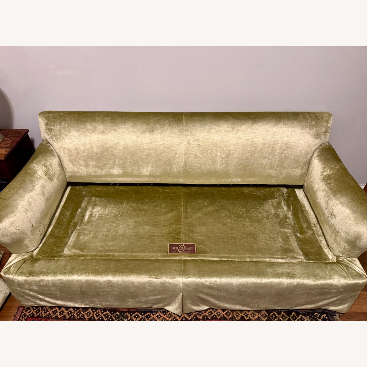Custom O. Henry House Green Chenille Sleeper Sofa - image-2