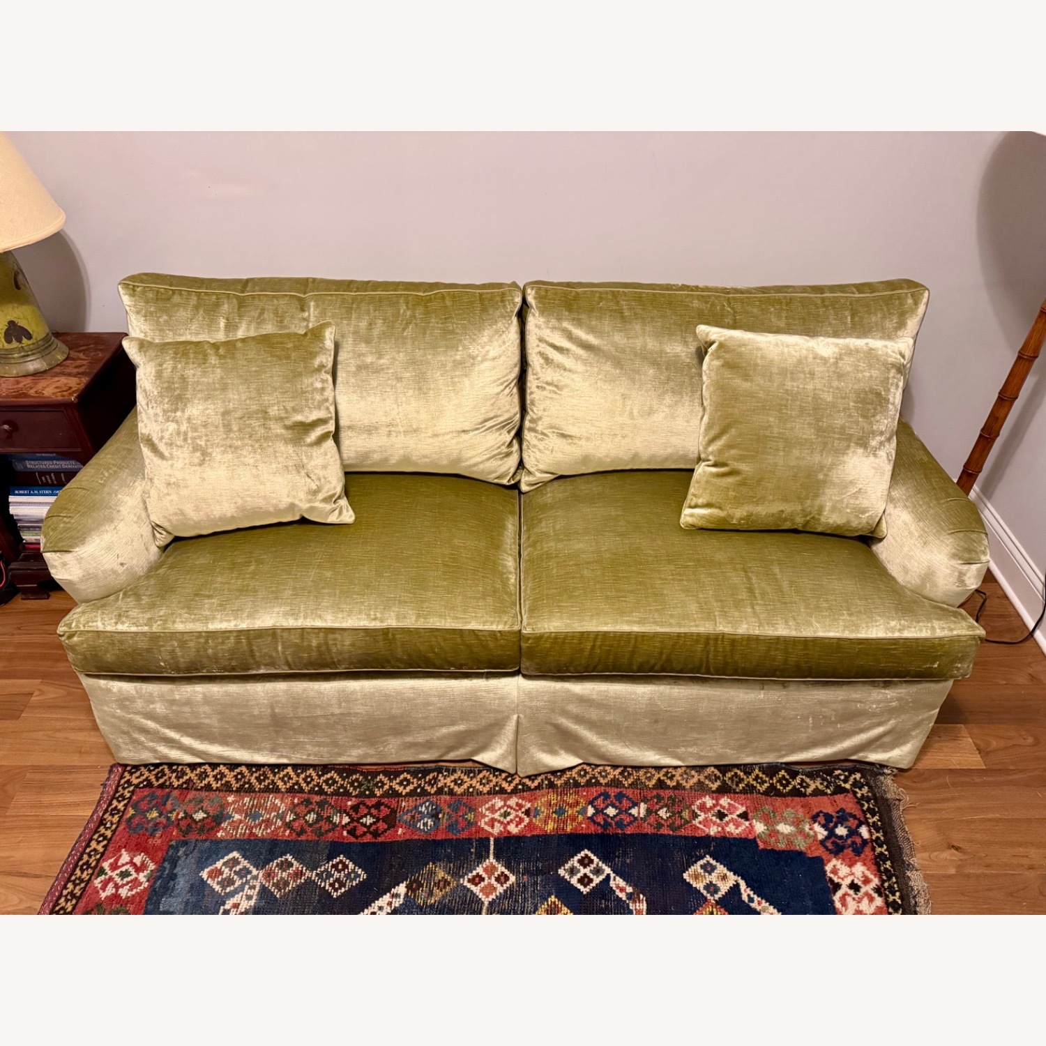 Custom O. Henry House Green Chenille Sleeper Sofa - image-0
