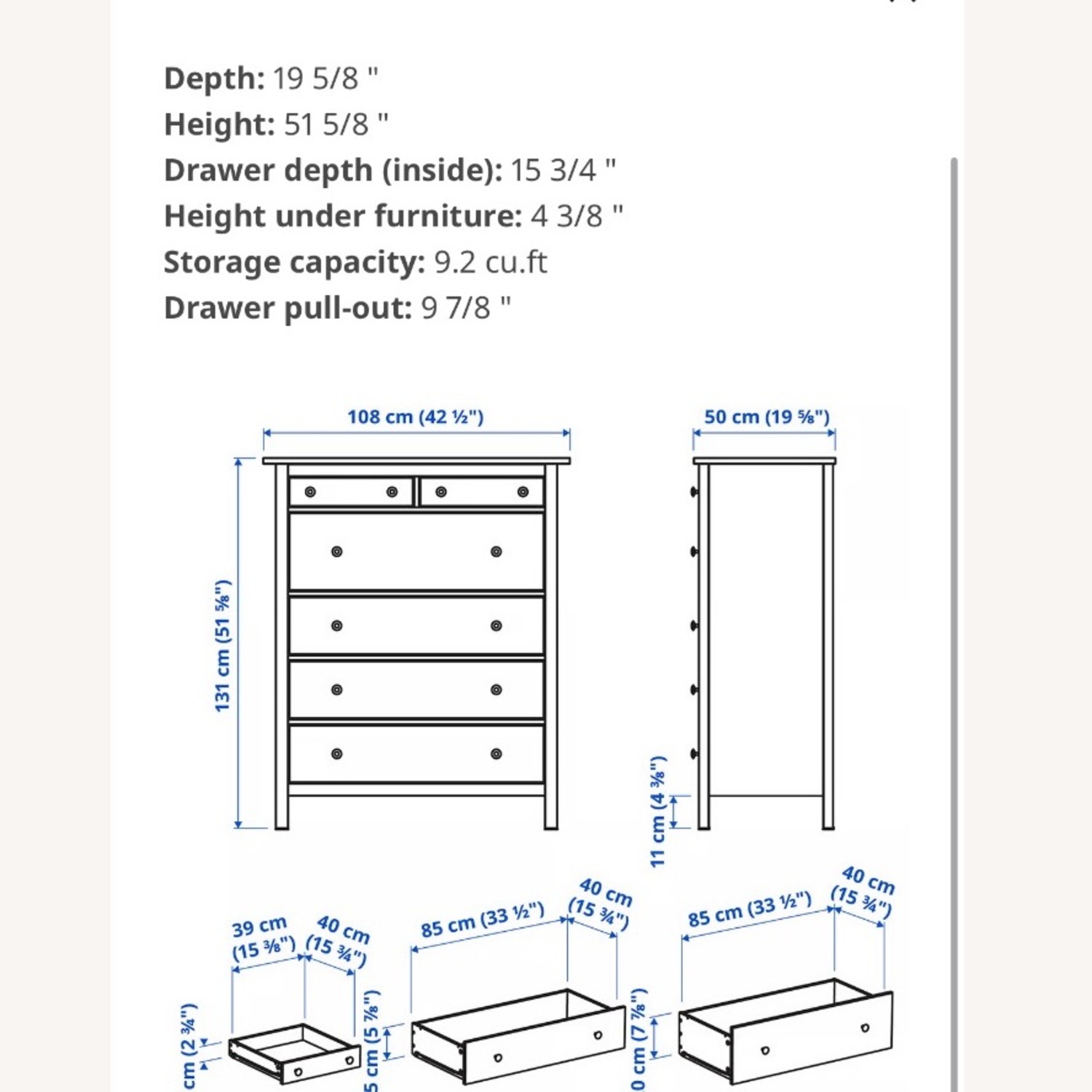 IKEA Hemnes White 6 Drawer Dresser  - image-4