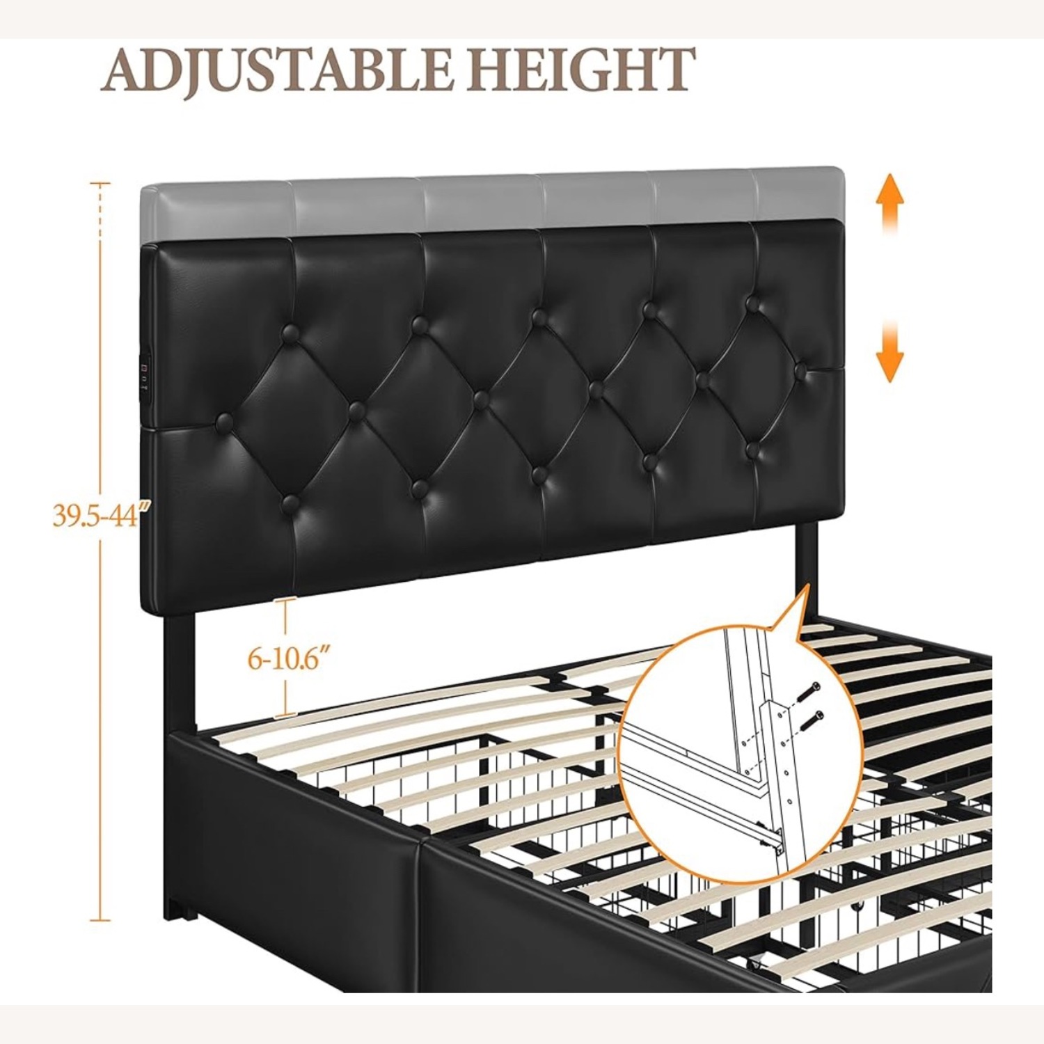 Amazon Black Queen Size Bed Frame w 4 Storage Drawers - image-3