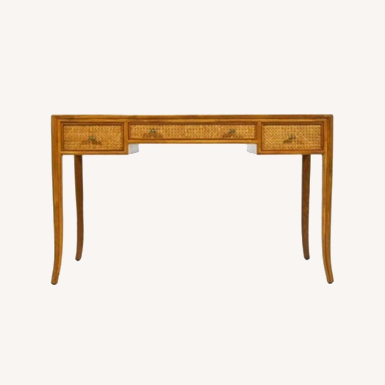 McGuire Cane Glass Top Writing Desk - image-0