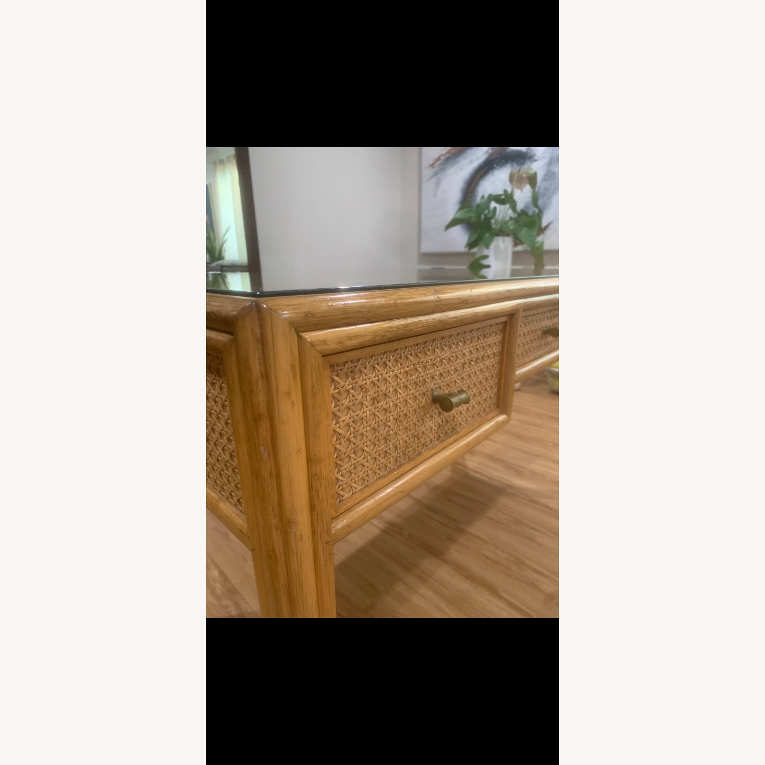 McGuire Cane Glass Top Writing Desk - image-8