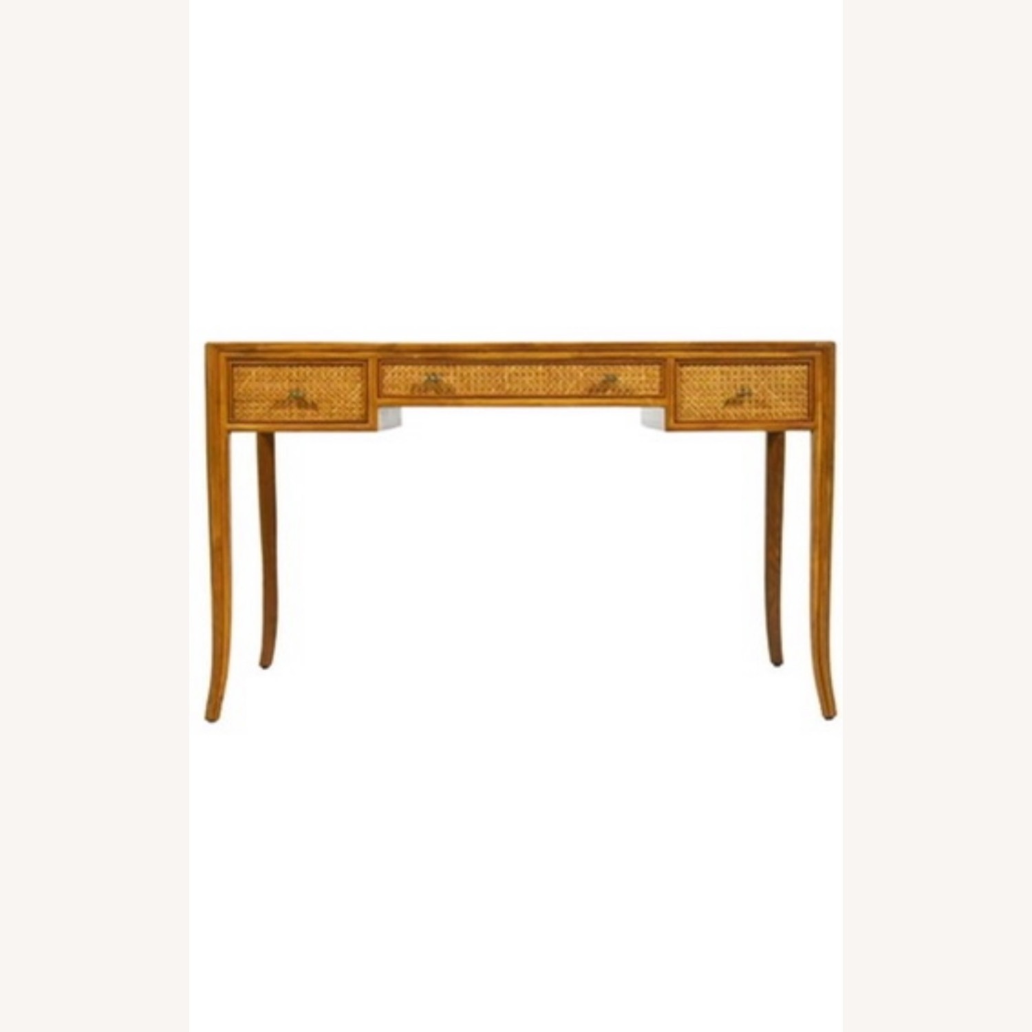 McGuire Cane Glass Top Writing Desk - image-1