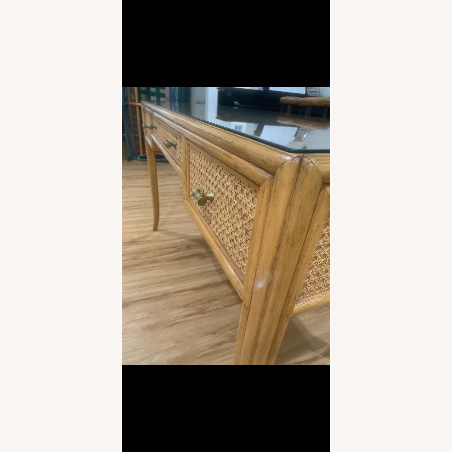 McGuire Cane Glass Top Writing Desk - image-2