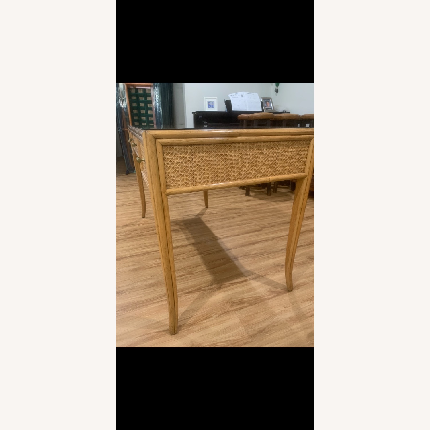 McGuire Cane Glass Top Writing Desk - image-3