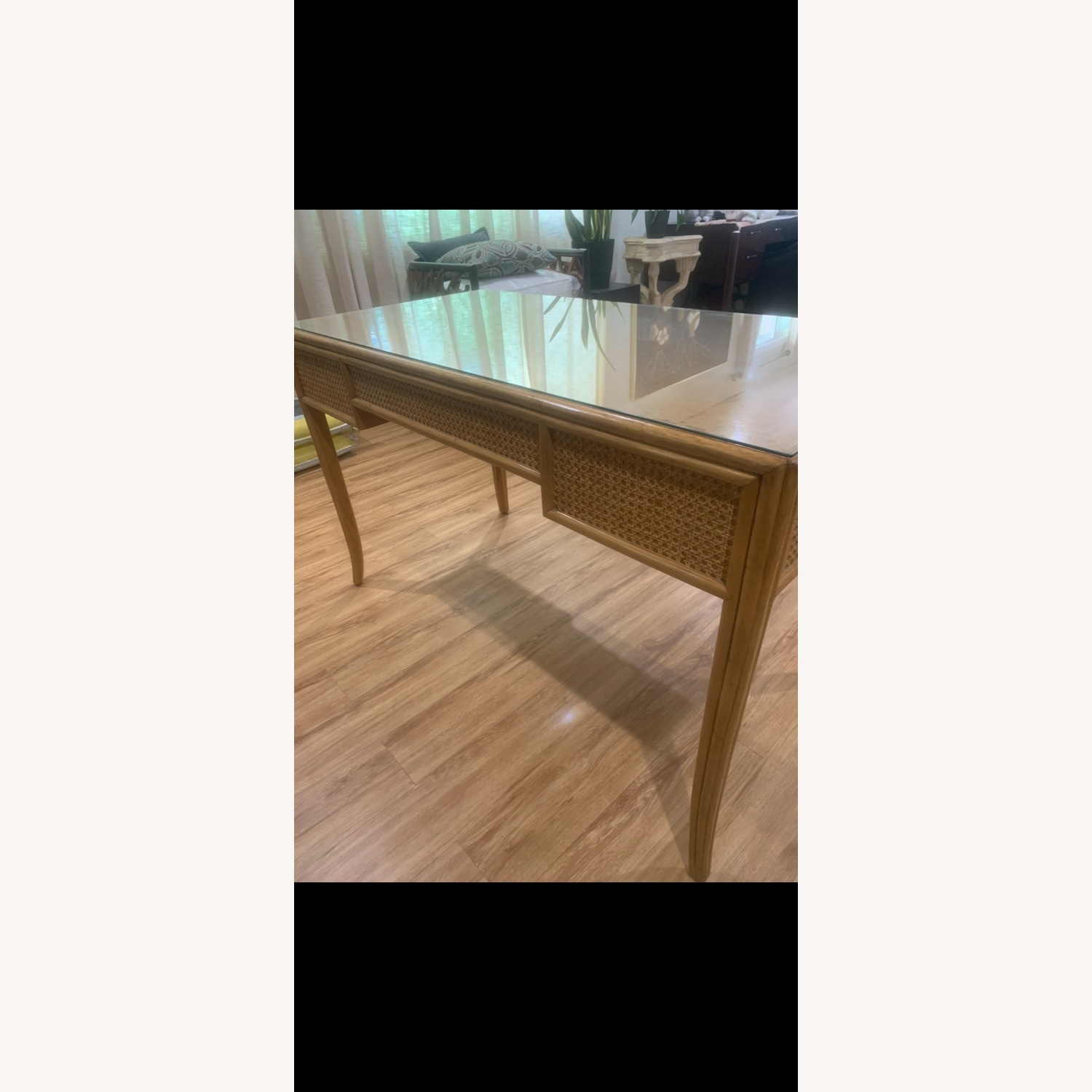 McGuire Cane Glass Top Writing Desk - image-5