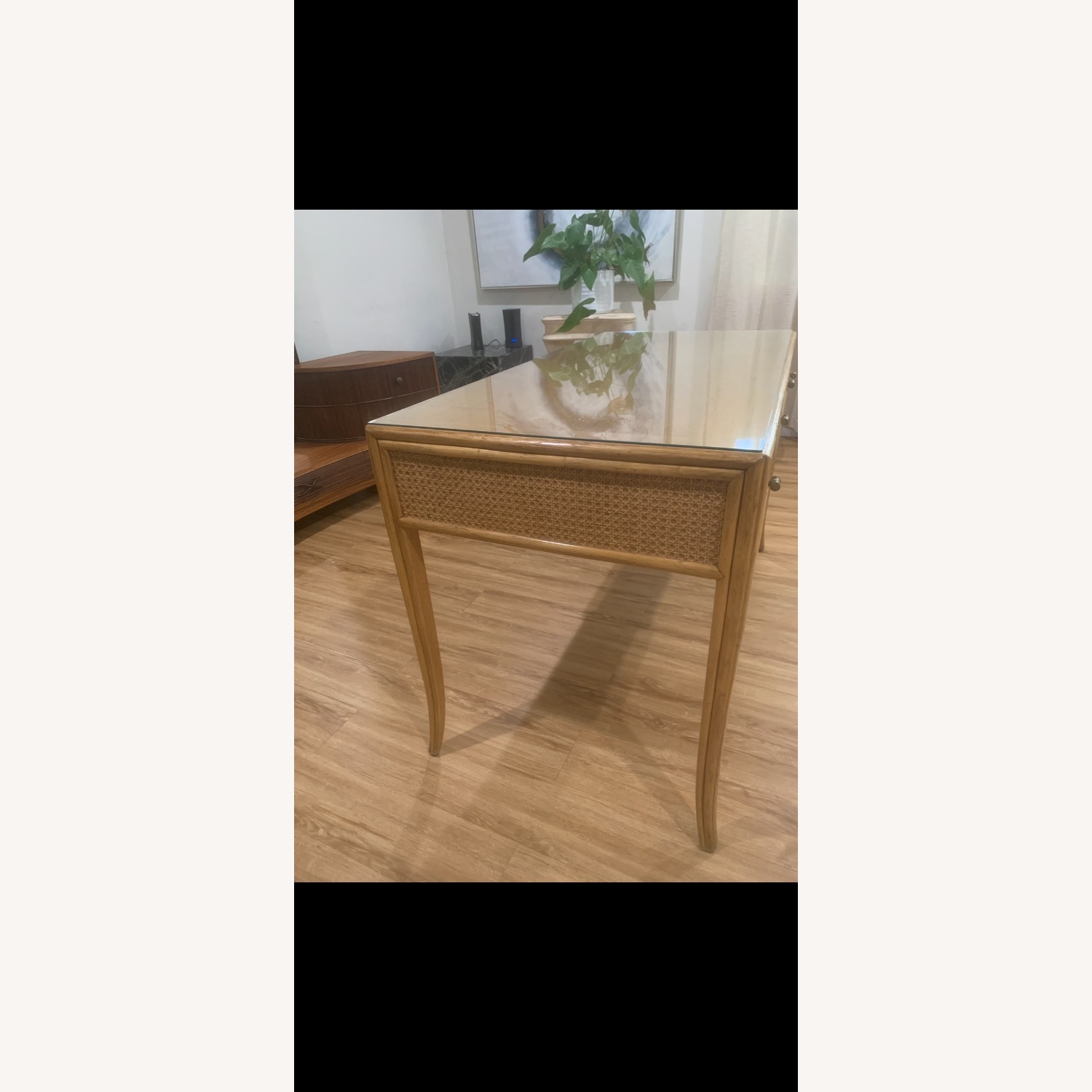 McGuire Cane Glass Top Writing Desk - image-9